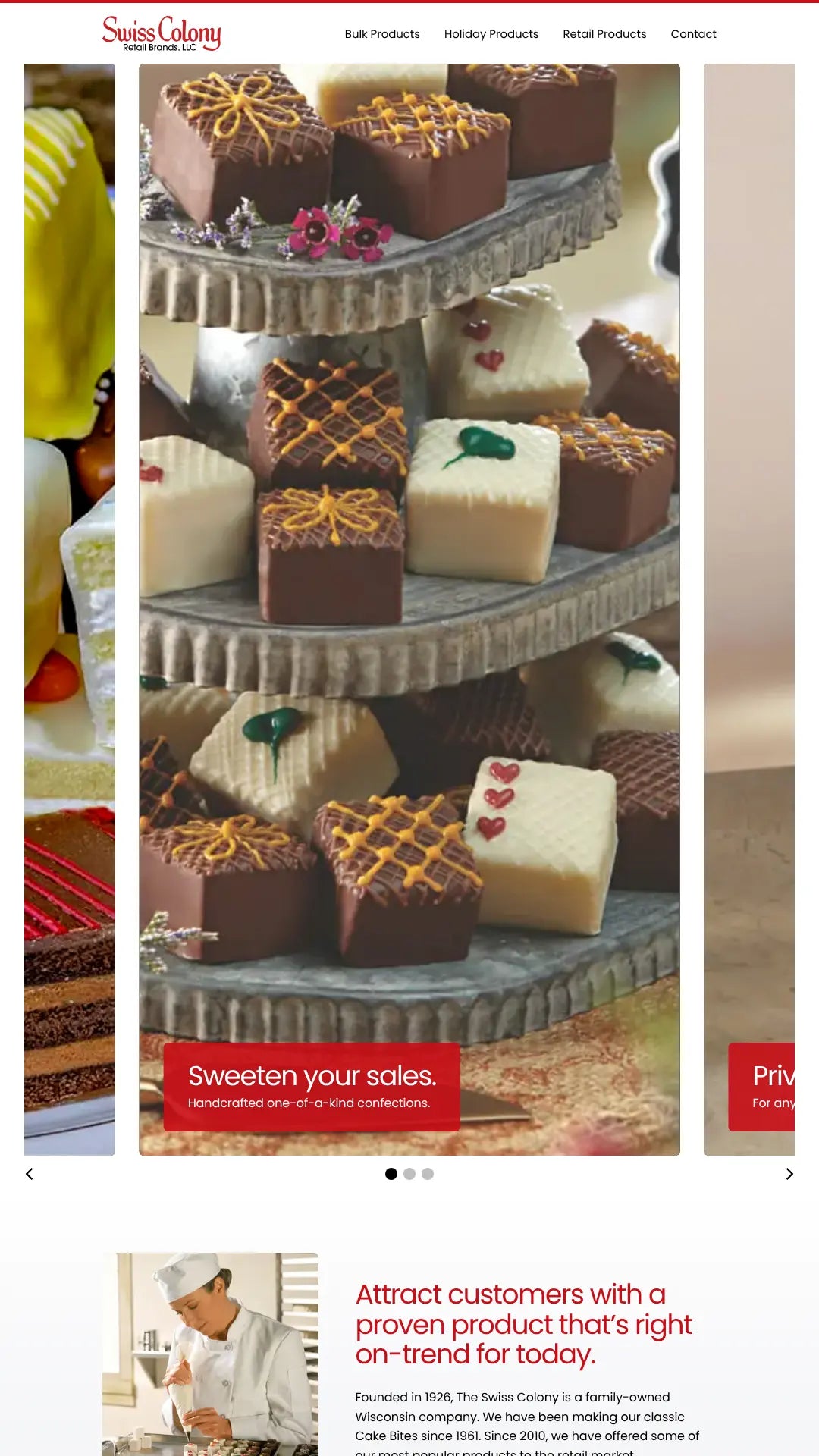 Screenshot: the Swiss Colony Retail Brands website.