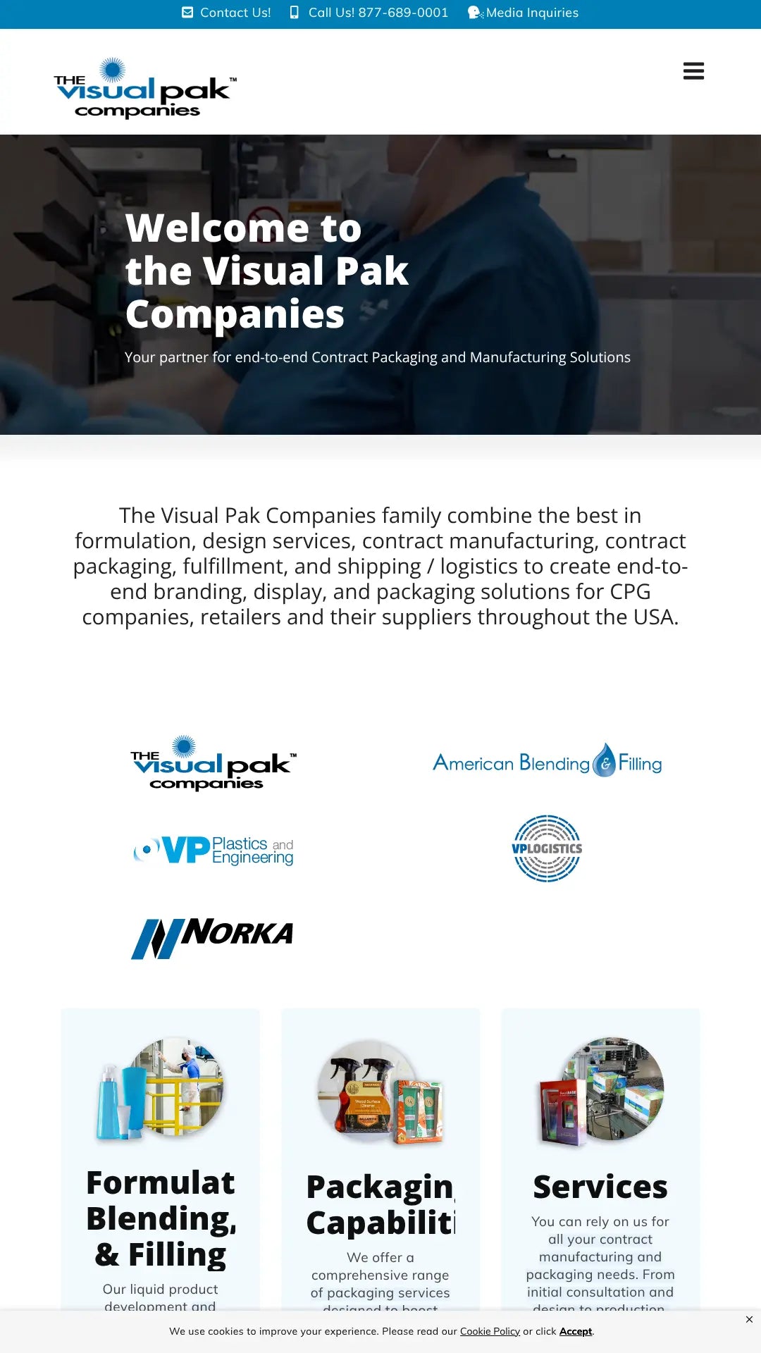Screenshot: the Visual Pak website.