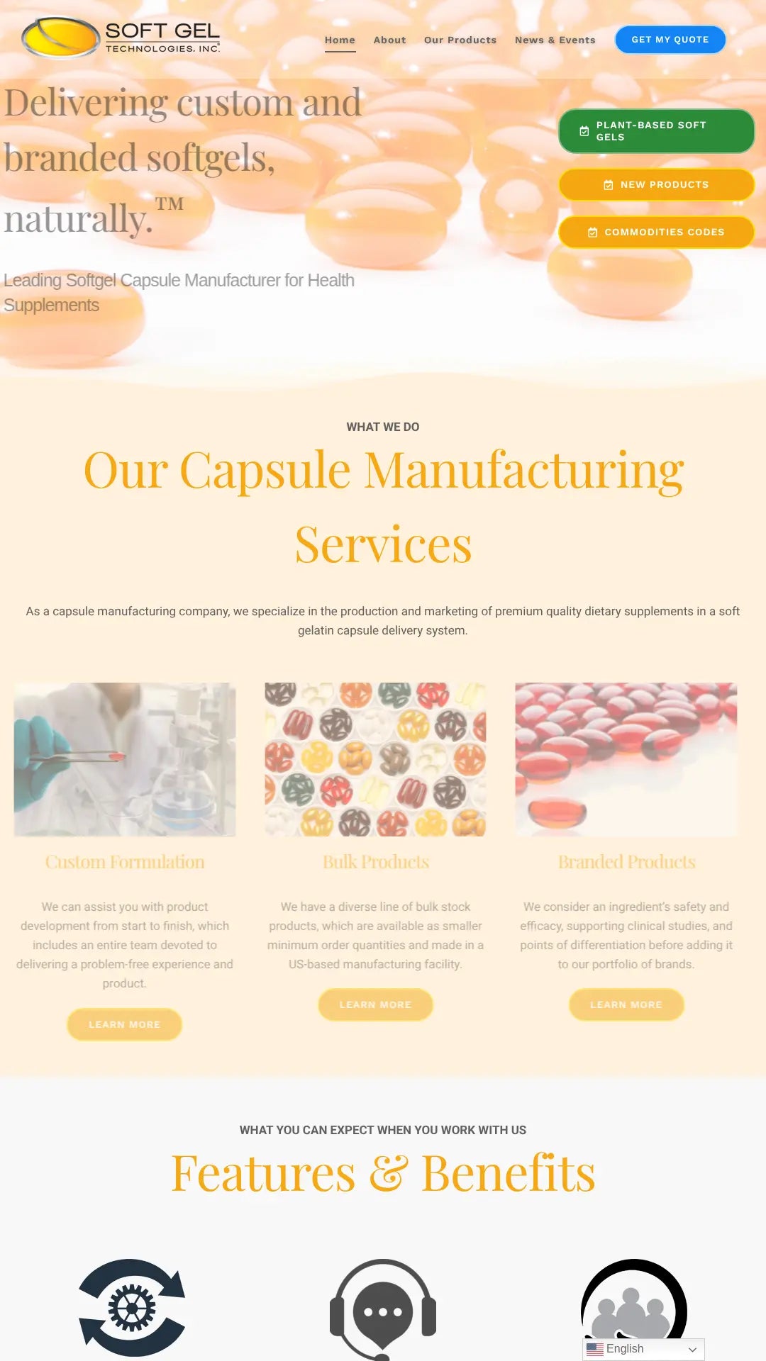 Screenshot: the Soft Gel Technologies, Inc. website.