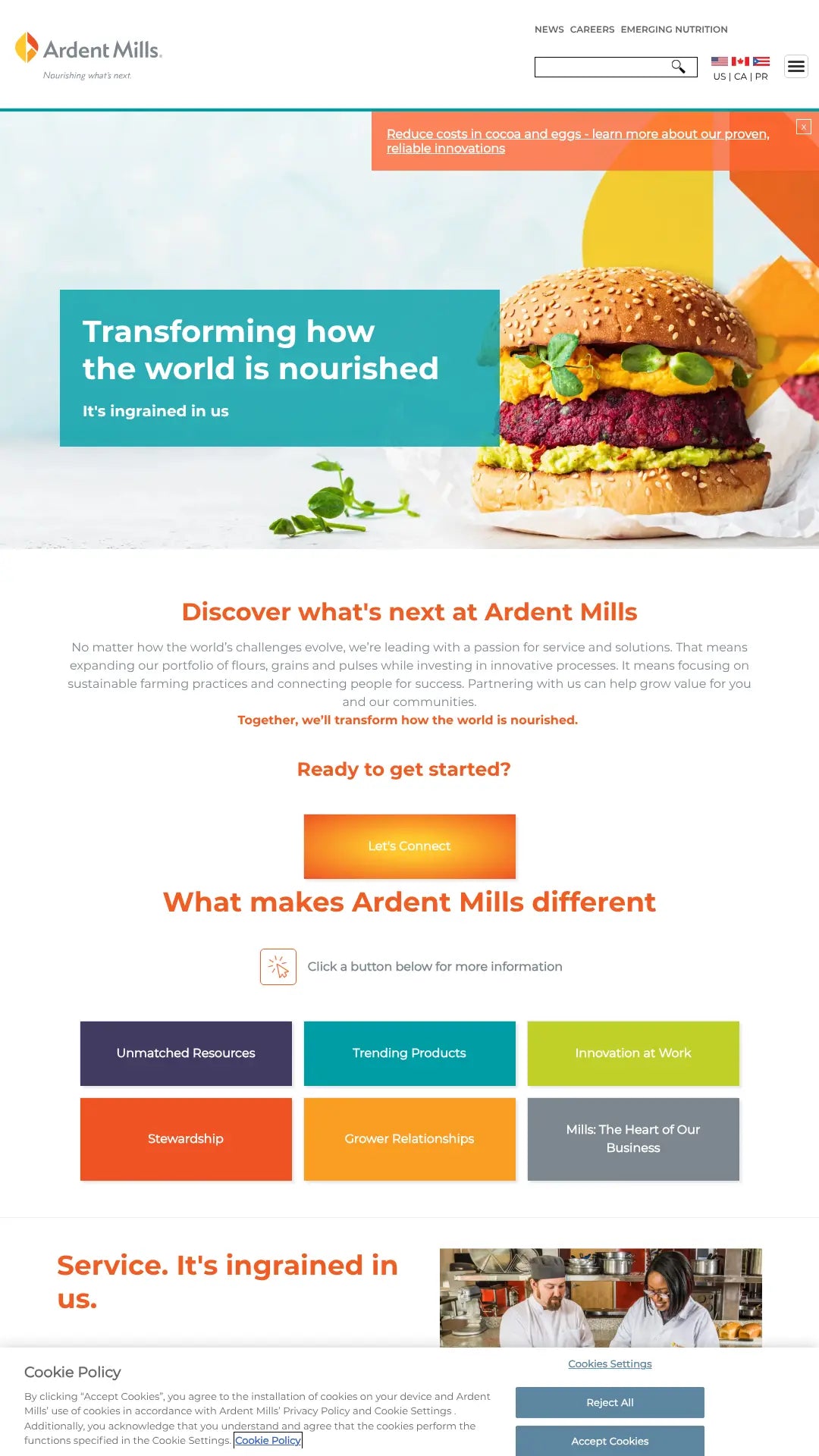 Screenshot: the Ardent Mills website.