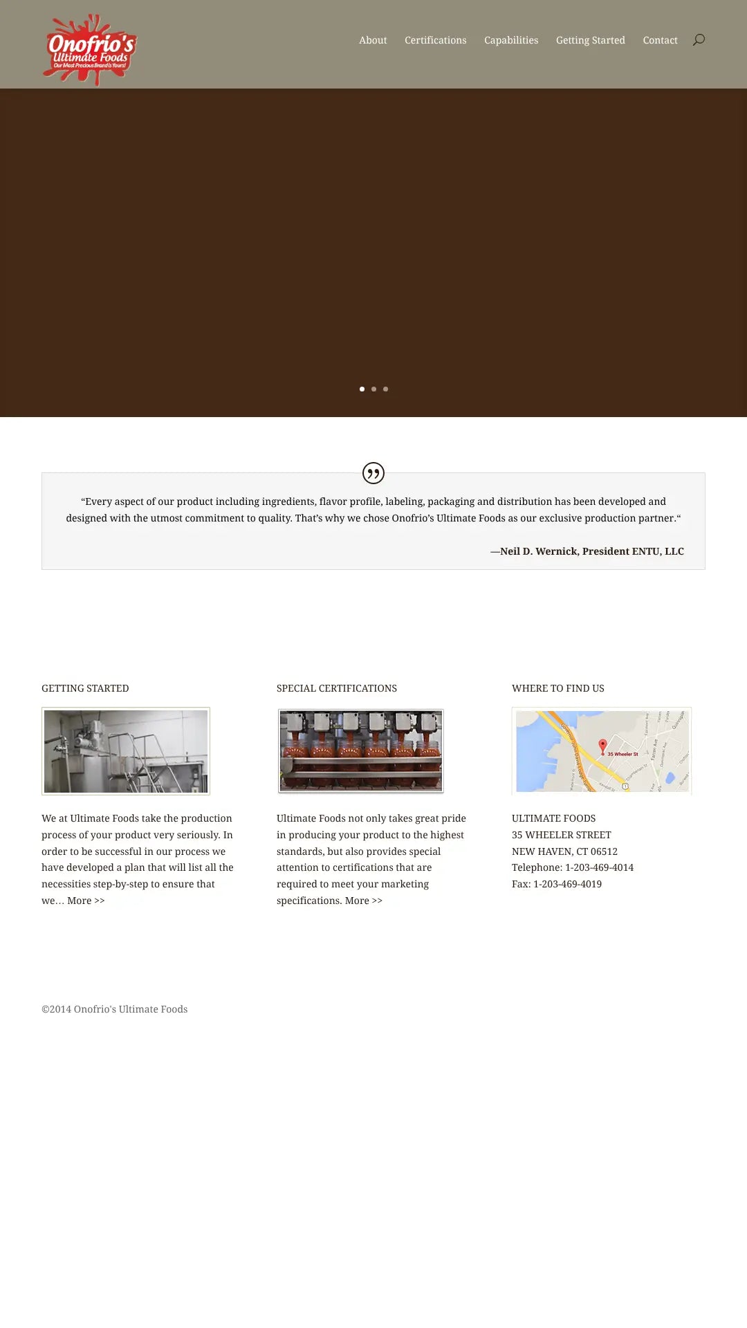 Screenshot: the Ultimate Foods website.