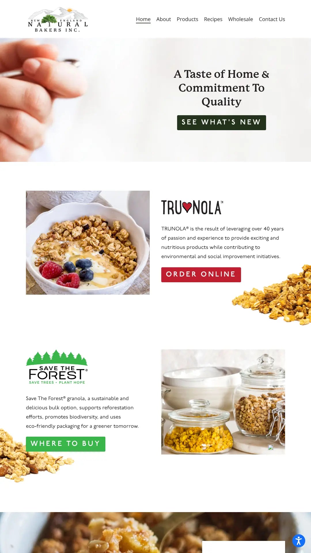 Screenshot: the New England Natural Bakers website.