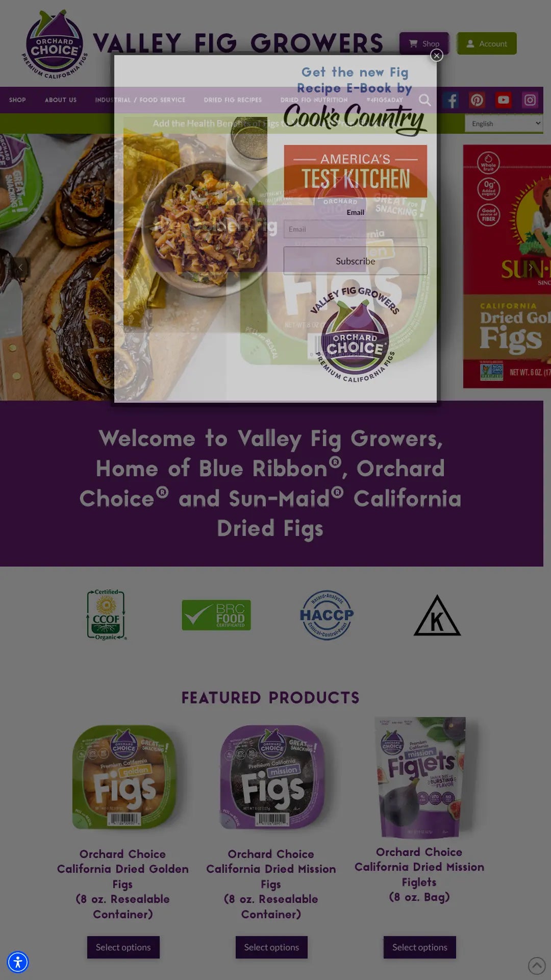 Screenshot: the Valley Fig Growers website.