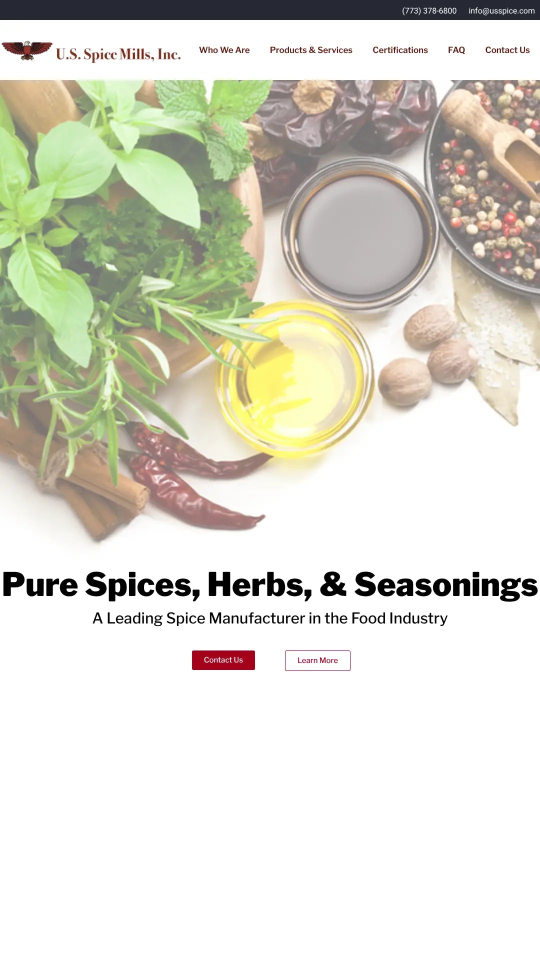 Screenshot: the Spice Mill Inc. website.