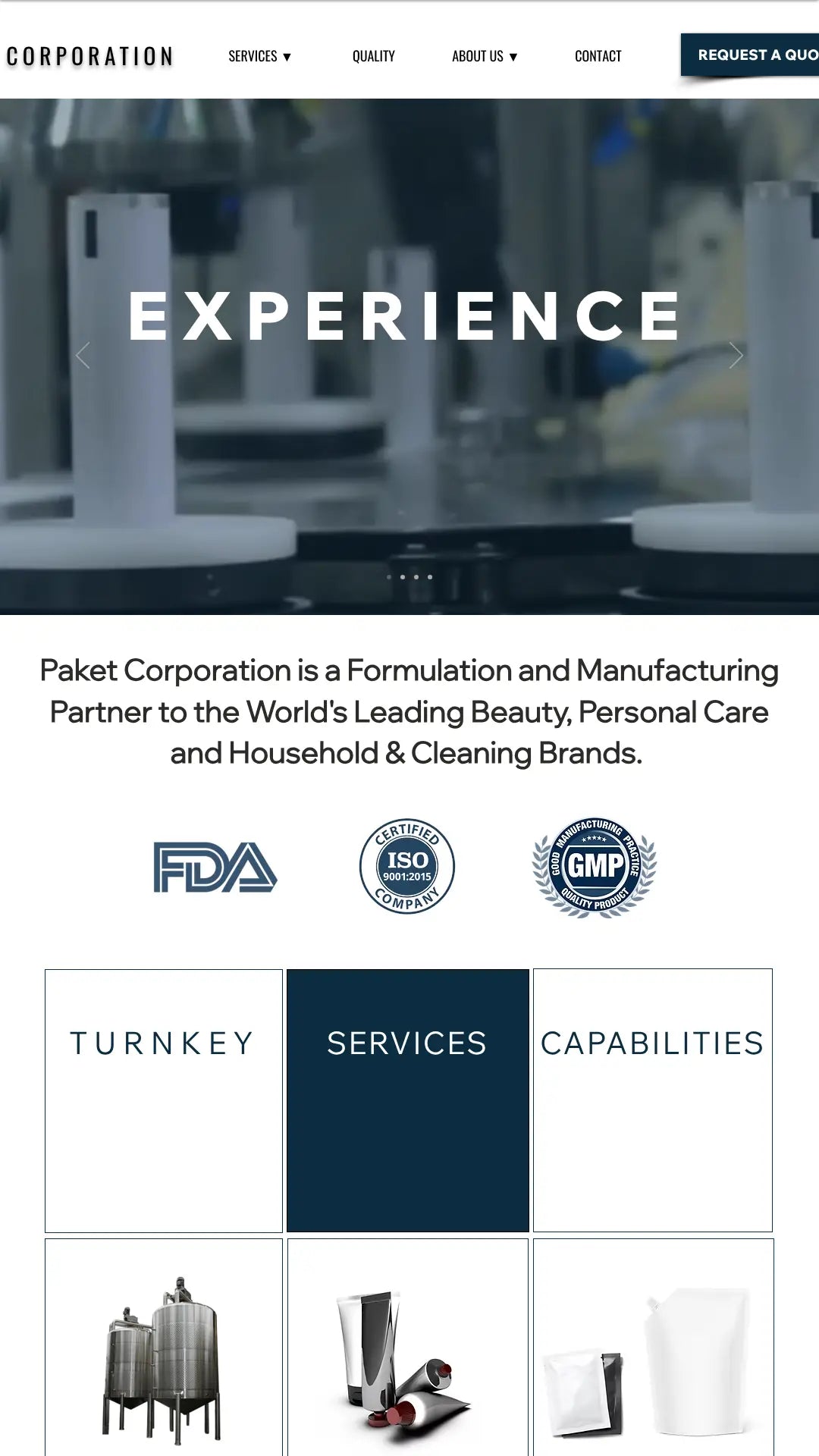 Screenshot: the Paket Corporation website.