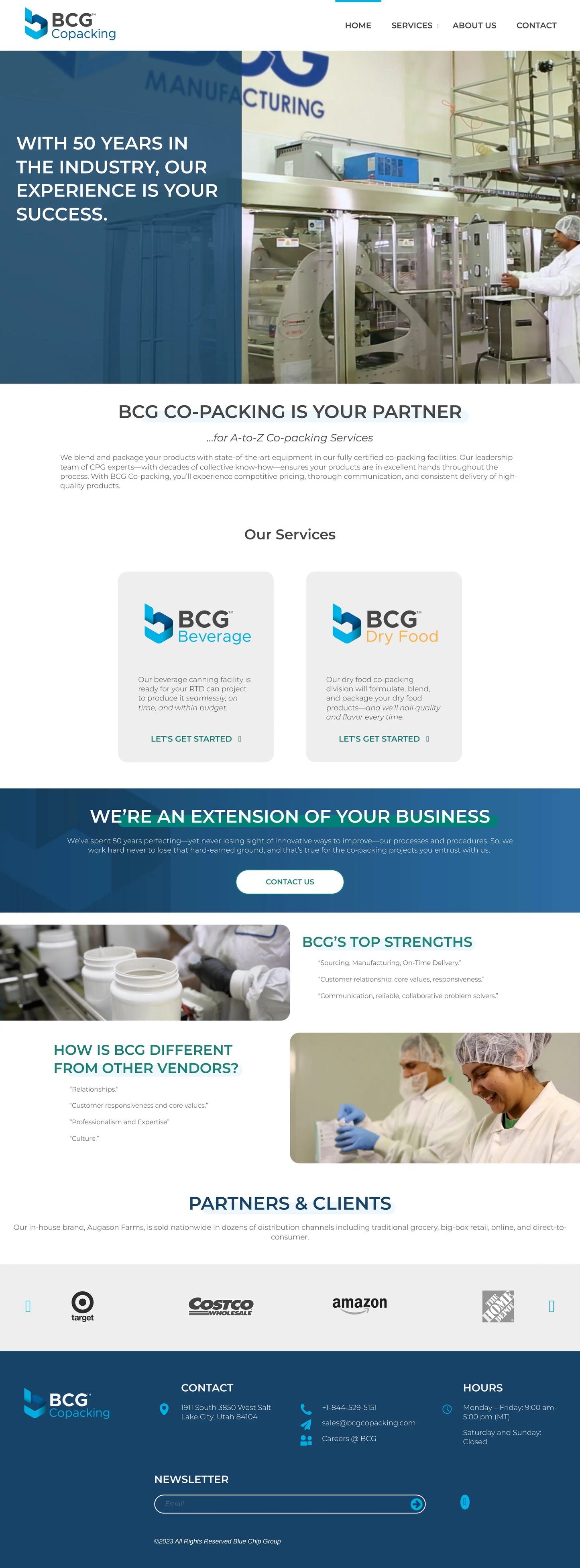 Screenshot: the PGI Foods website.