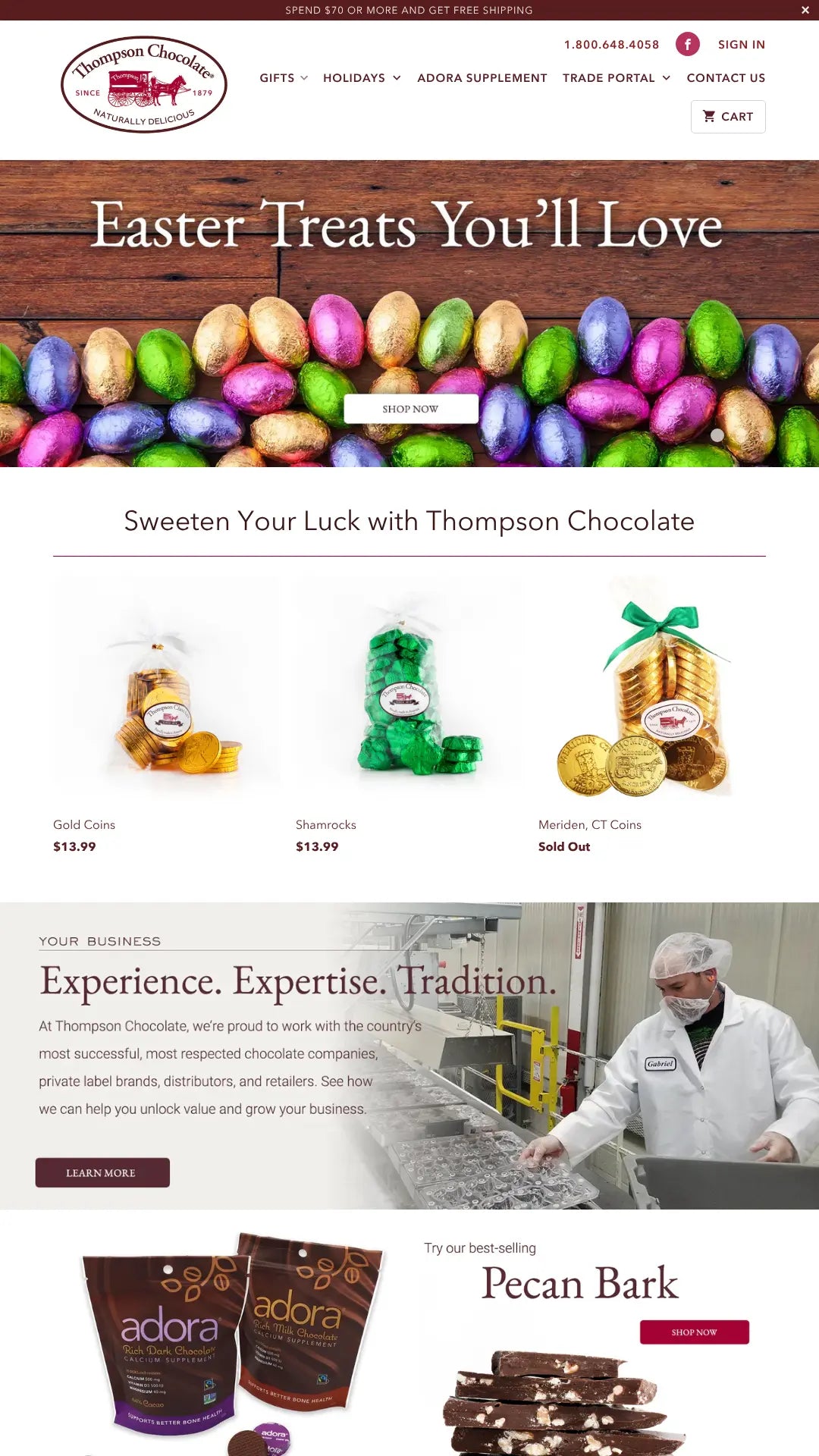 Screenshot: the Thompson Brands website.