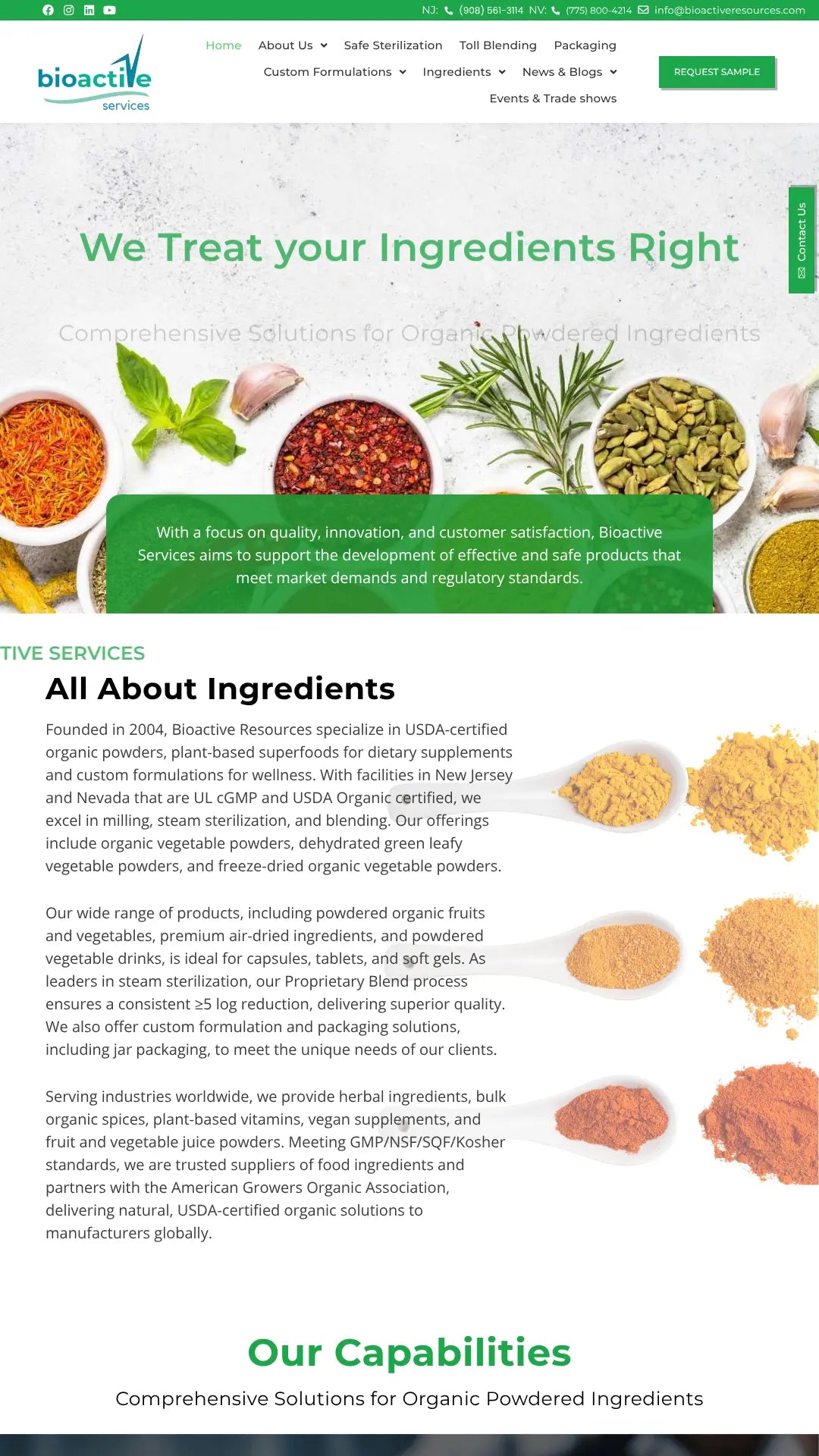 Screenshot: the Bioactive Resources website.