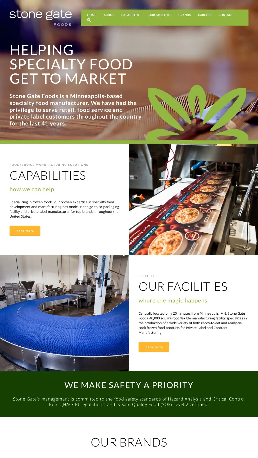 Screenshot: the Stonegate Foods website.