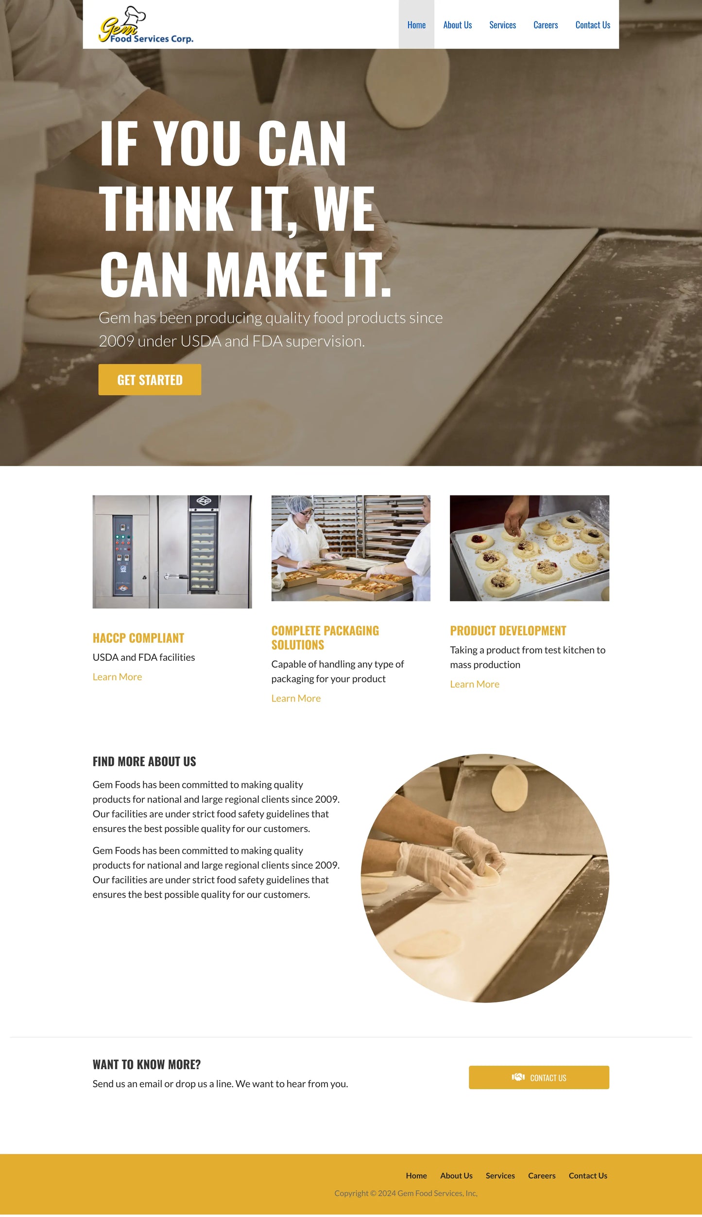 Screenshot: the Gem Food Services Corp website.