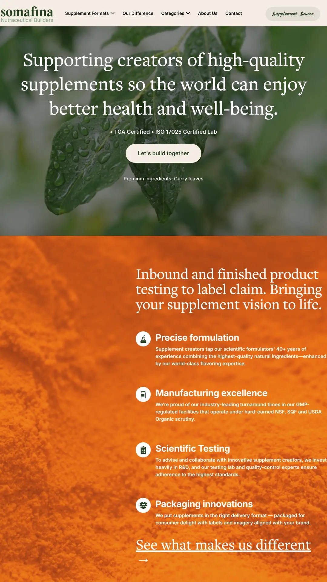 Screenshot: the Somafina website.