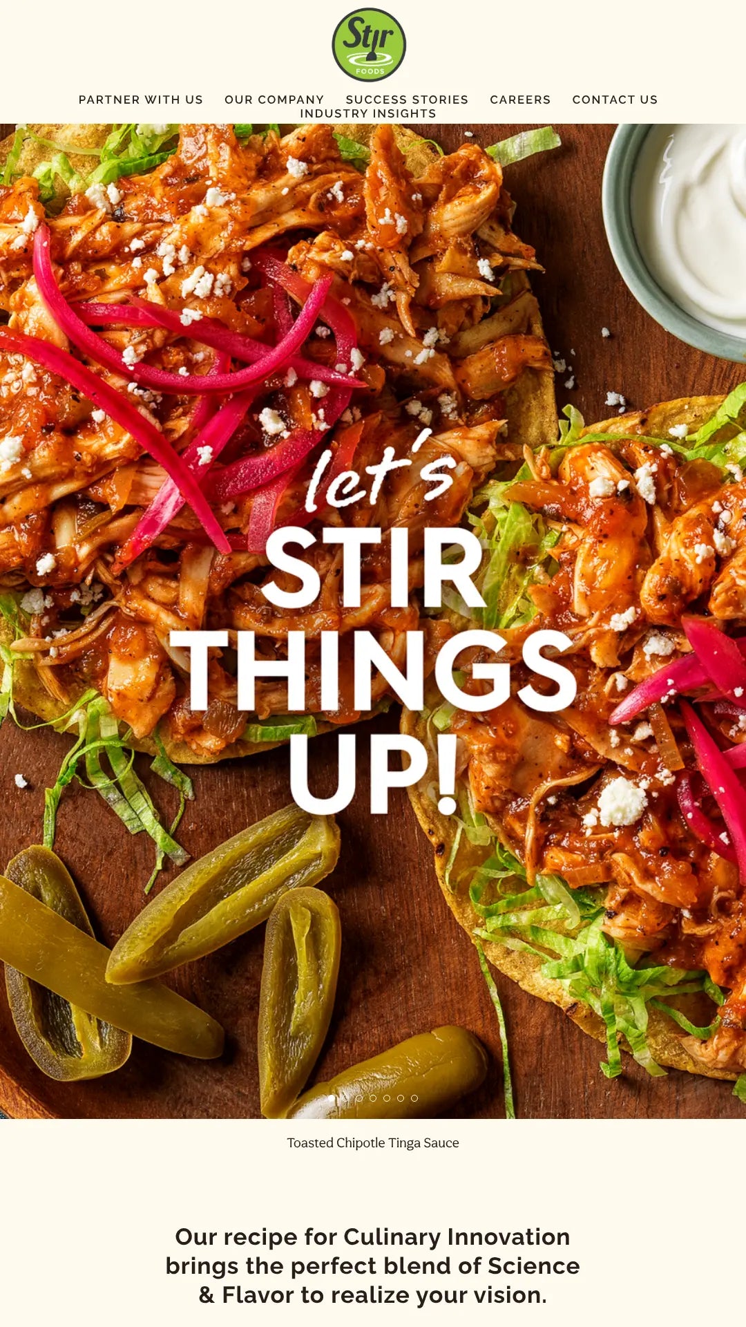 Screenshot: the STIR Foods, LLC website.