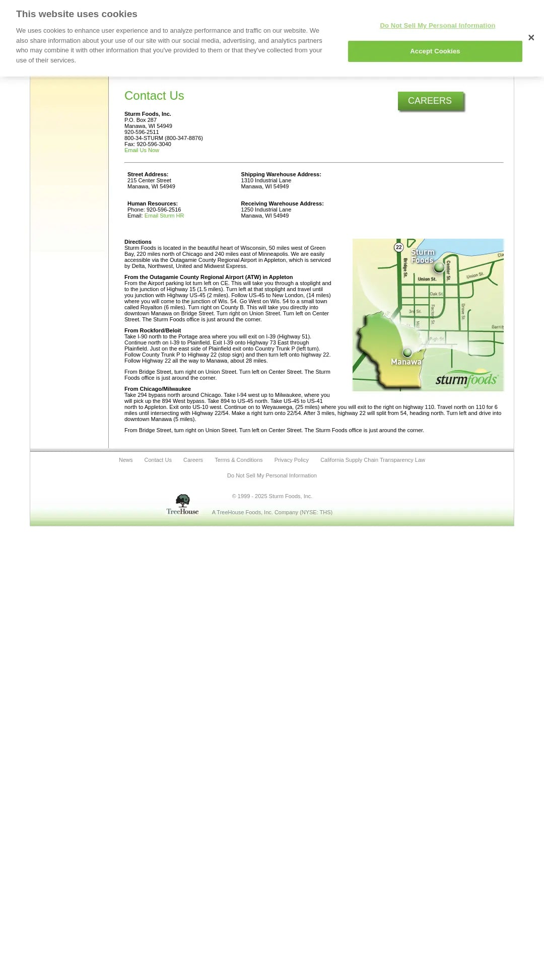 Screenshot: the Sturm Foods website.