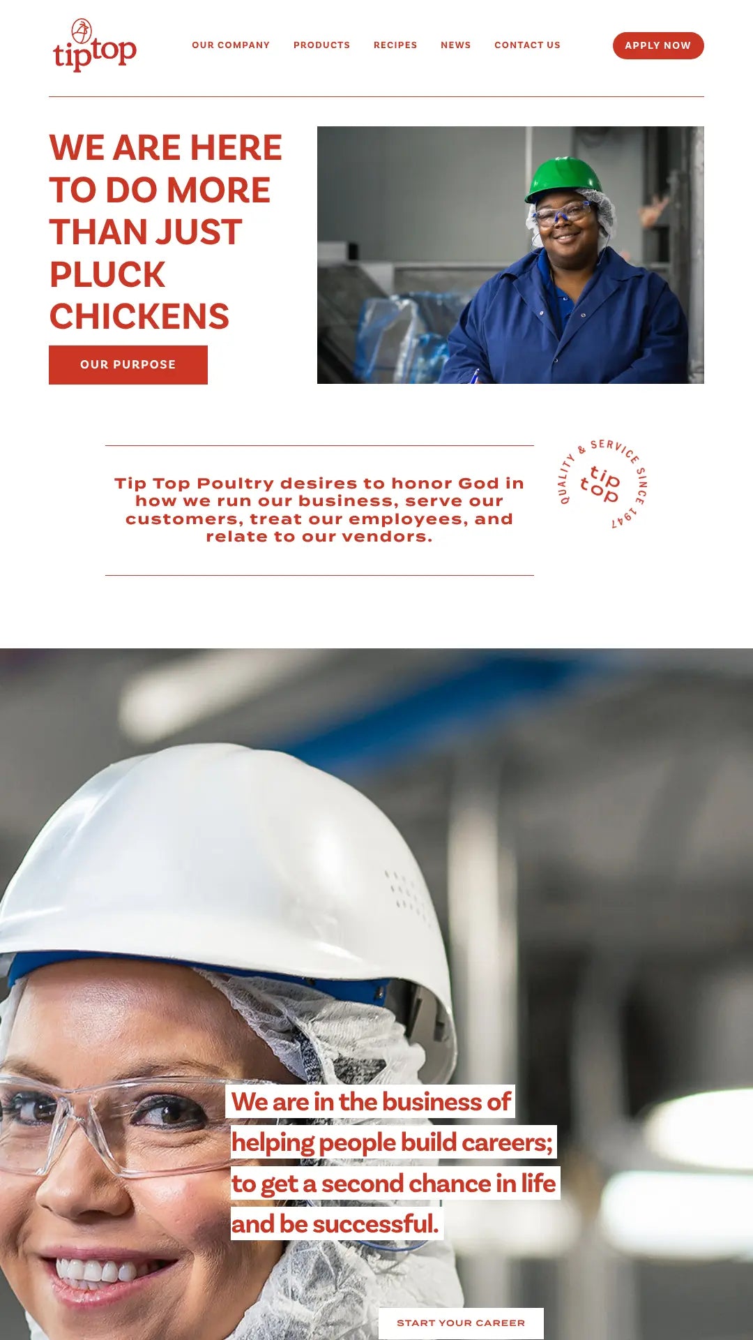 Screenshot: the Tip Top Poultry, Inc. website.