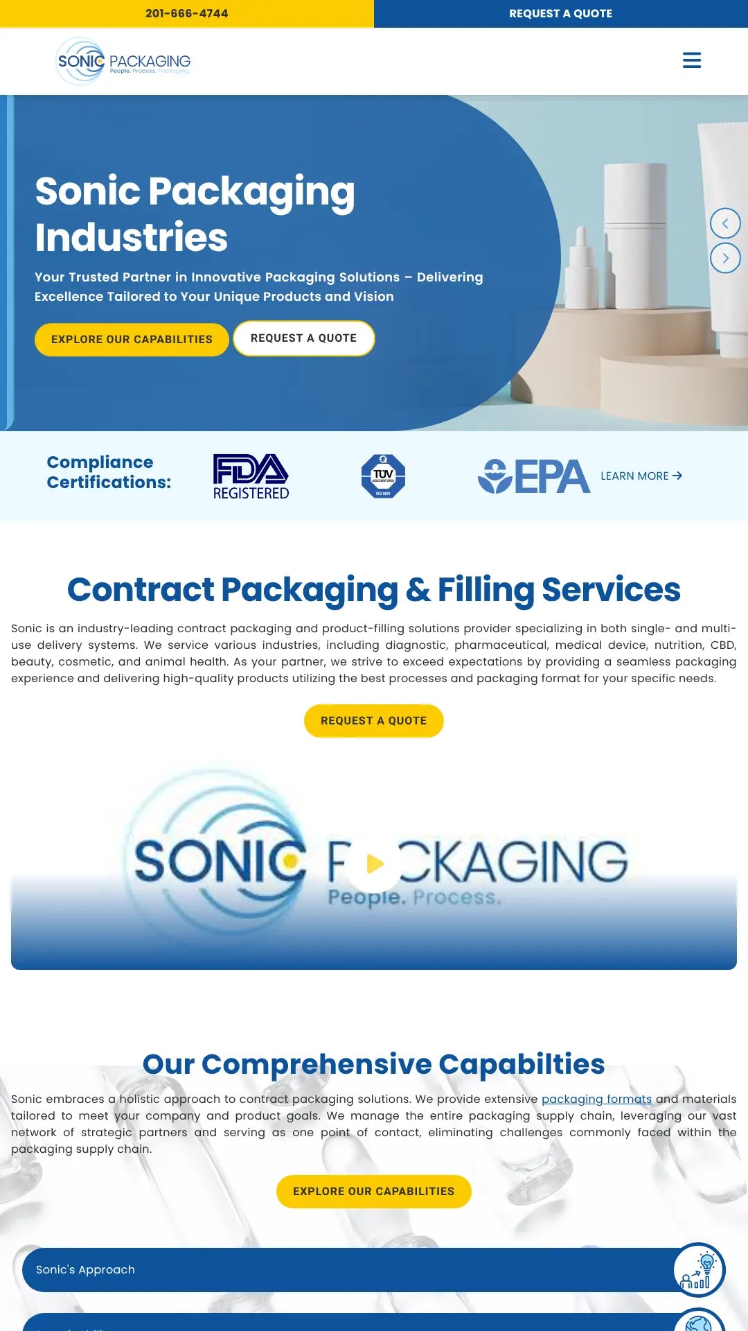Screenshot: the Sonic Packaging website.