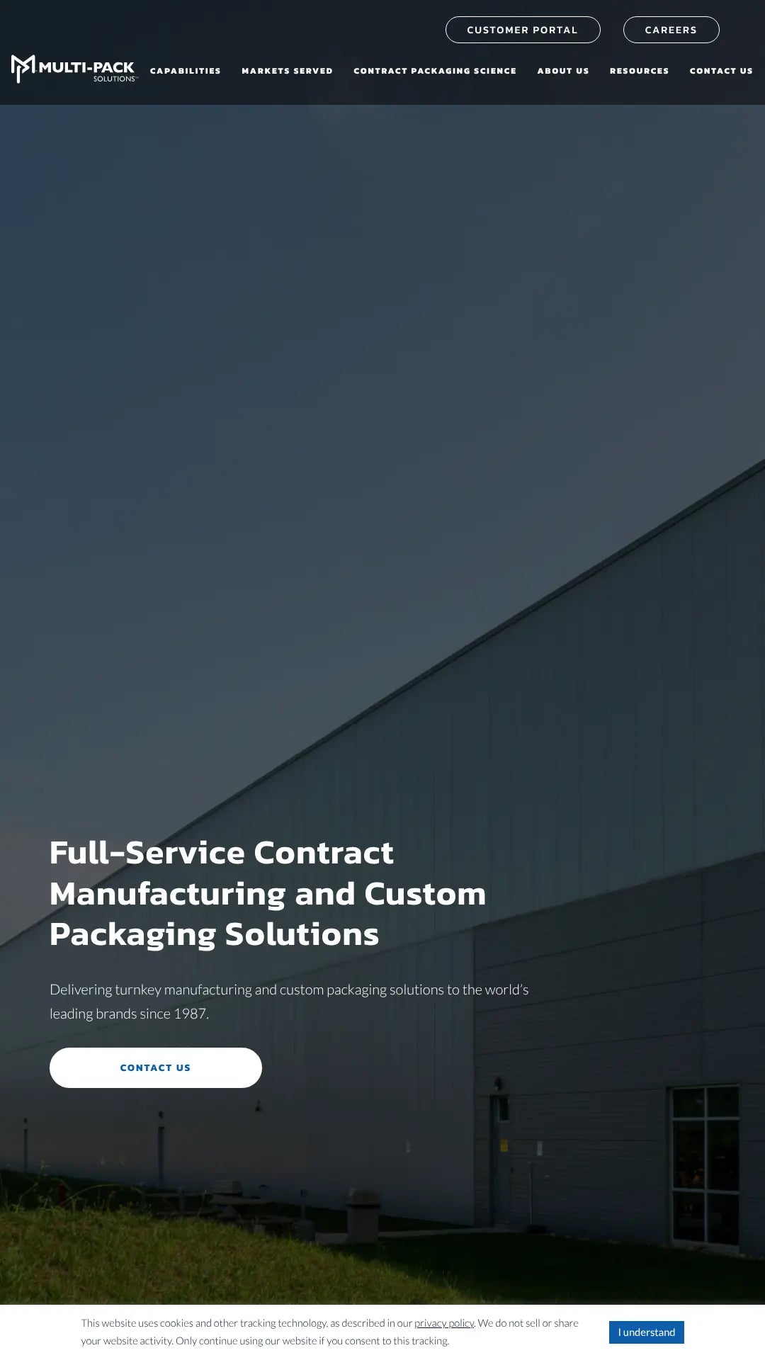 Screenshot: the Multipack Solutions website.