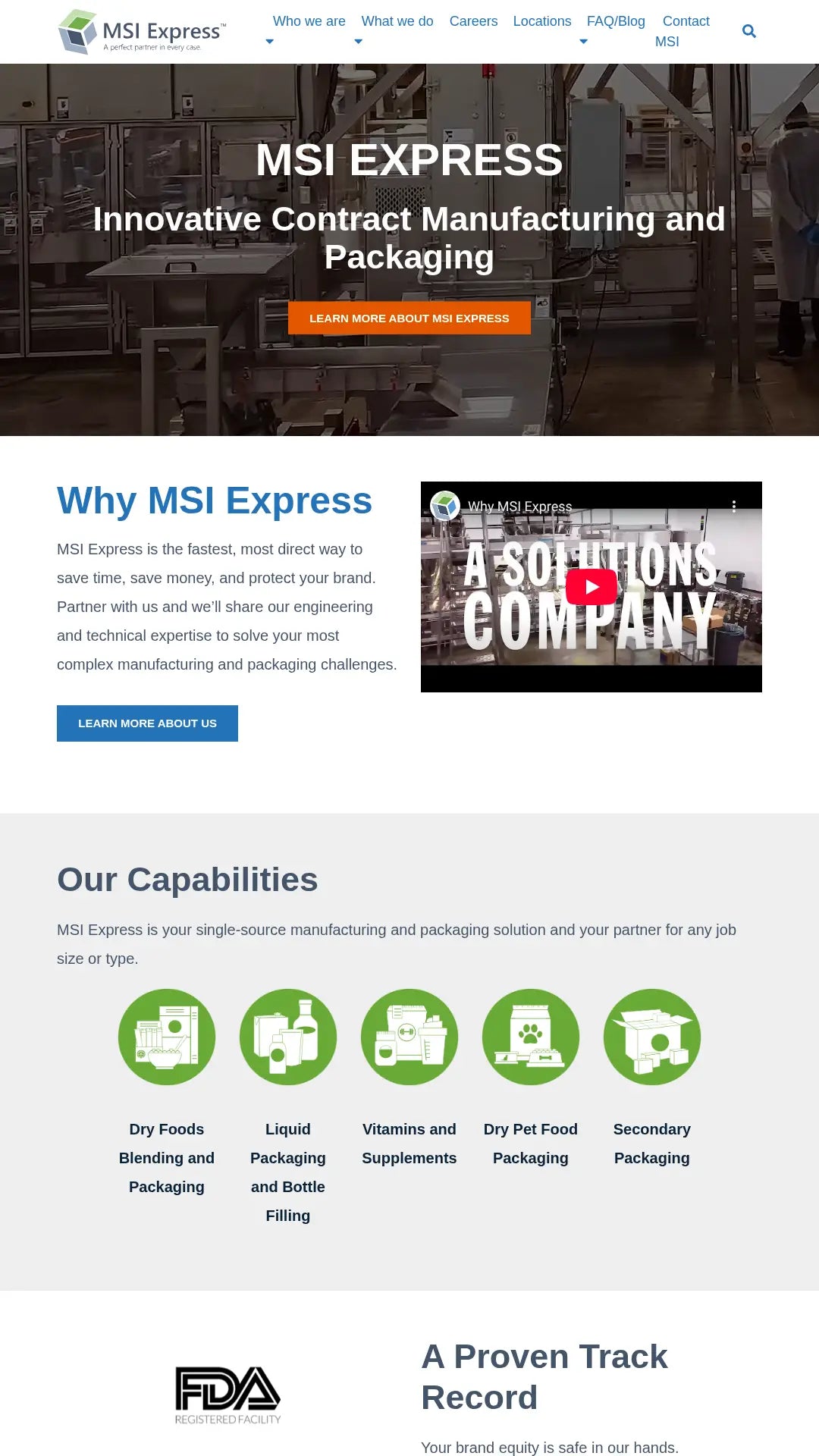 Screenshot: the MSI Express website.
