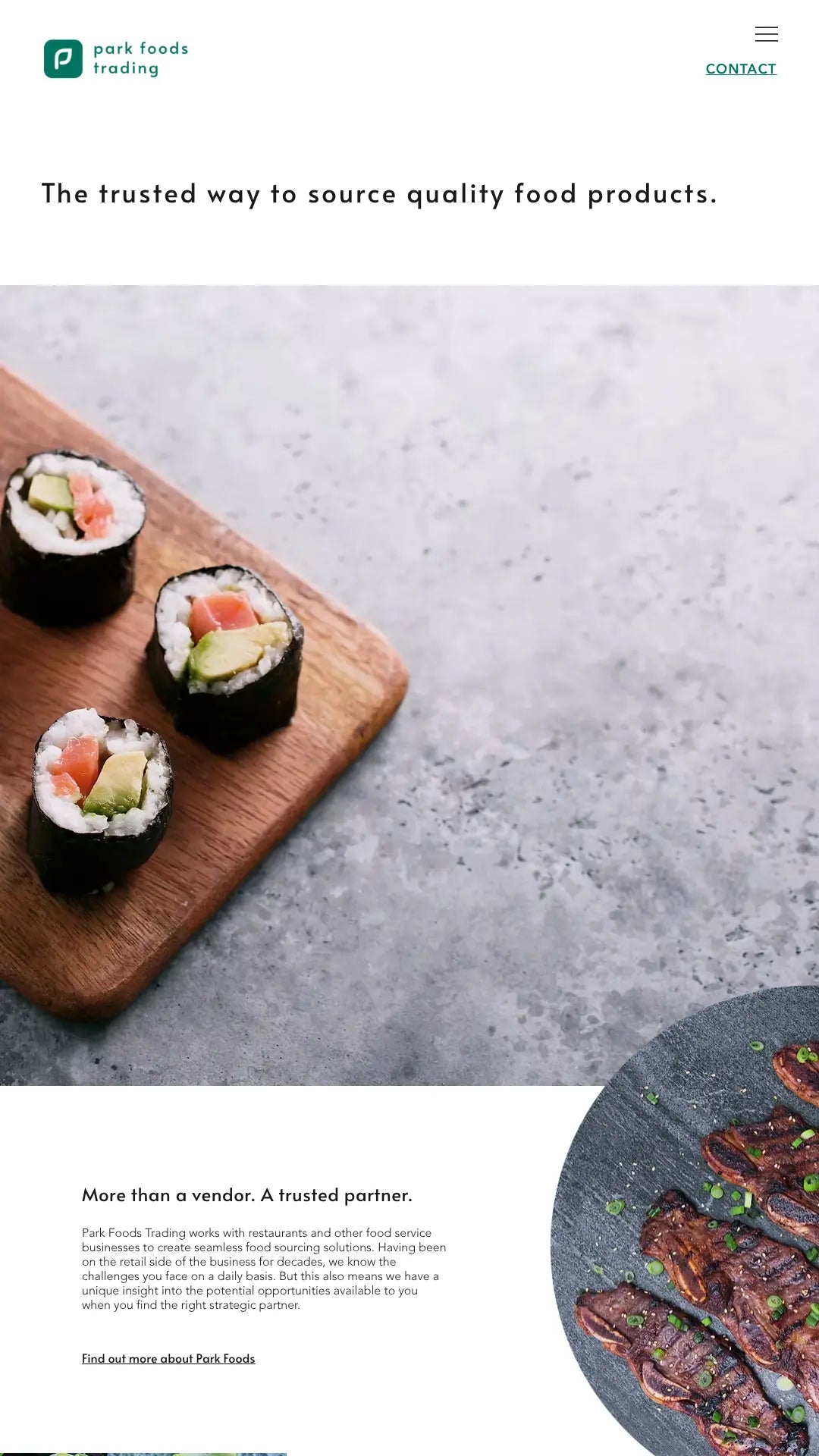Screenshot: the Park Foods Trading website.