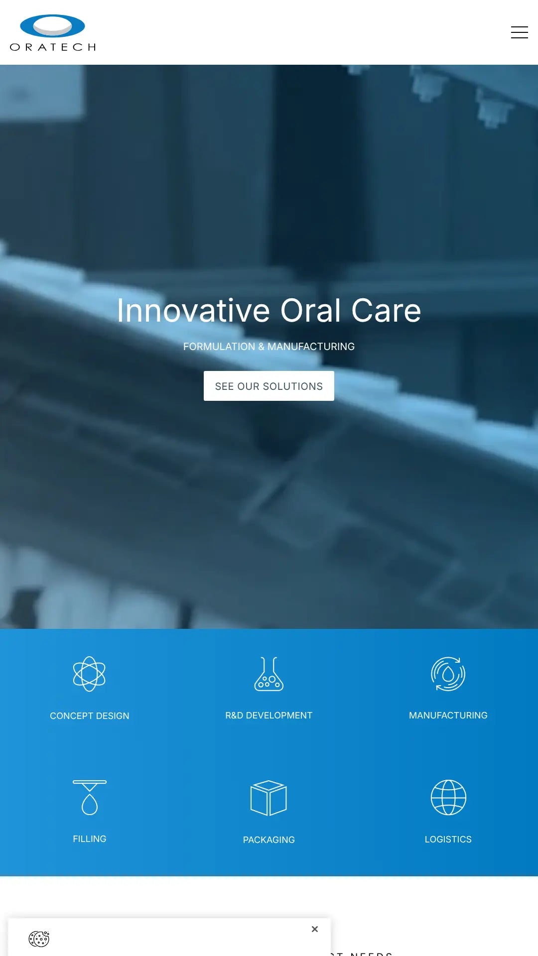 Screenshot: the Oratech website.
