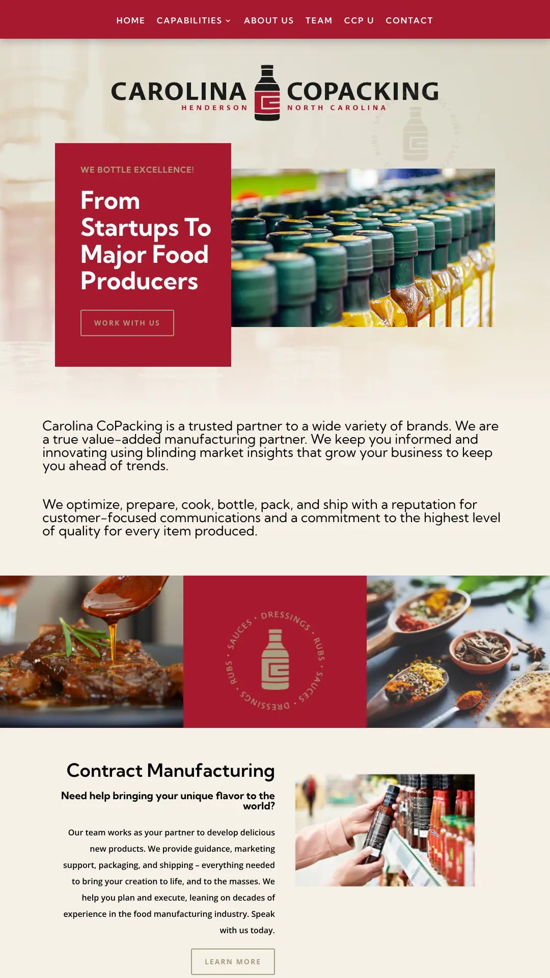 Screenshot: the Carolina CoPacking website.