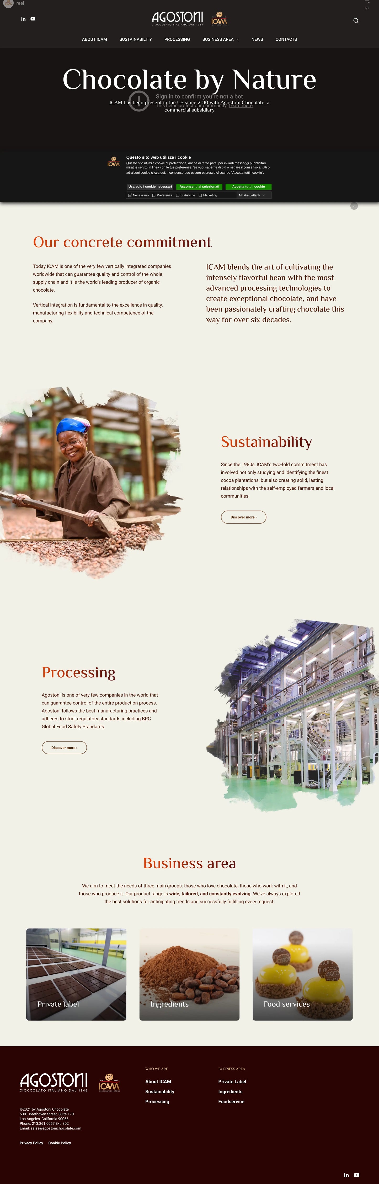 Screenshot: the Agostoni Chocolate website.