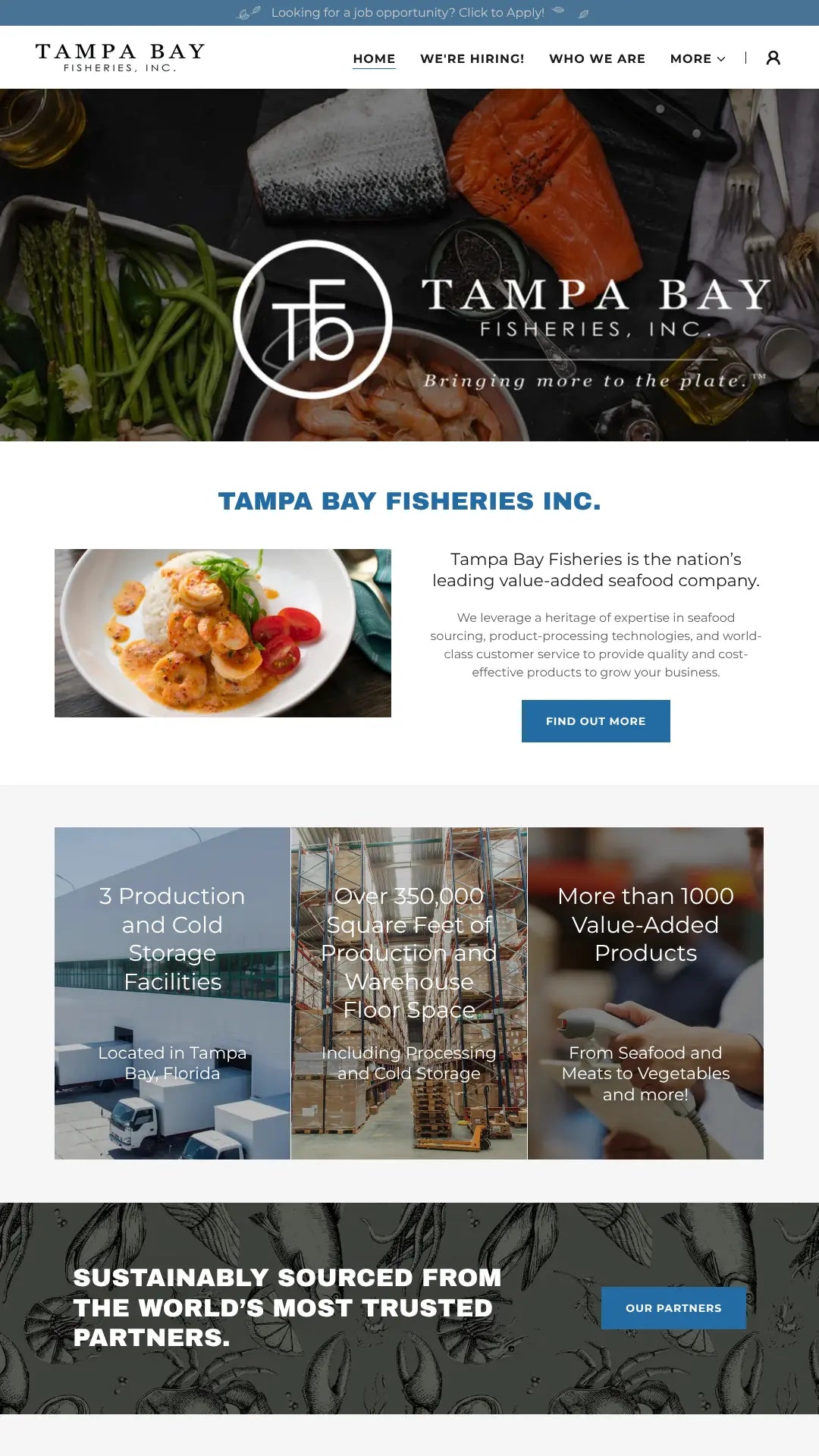 Screenshot: the Tampa Bay Fisheries, Inc. website.