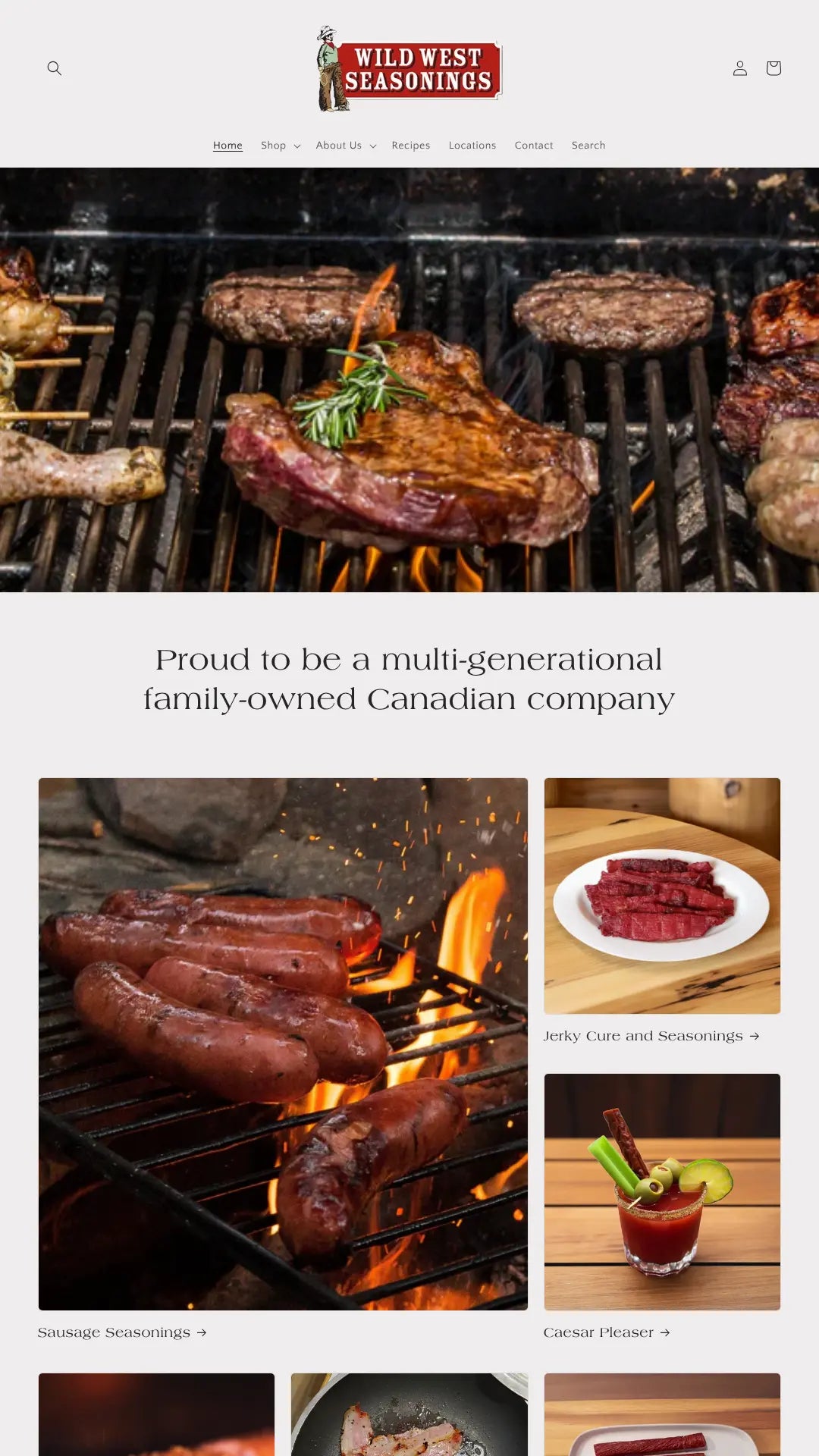 Screenshot: the Wild West Seasonings website.