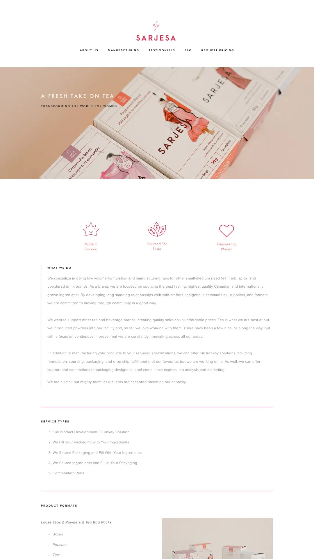 Screenshot: the Sarjesa Group website.