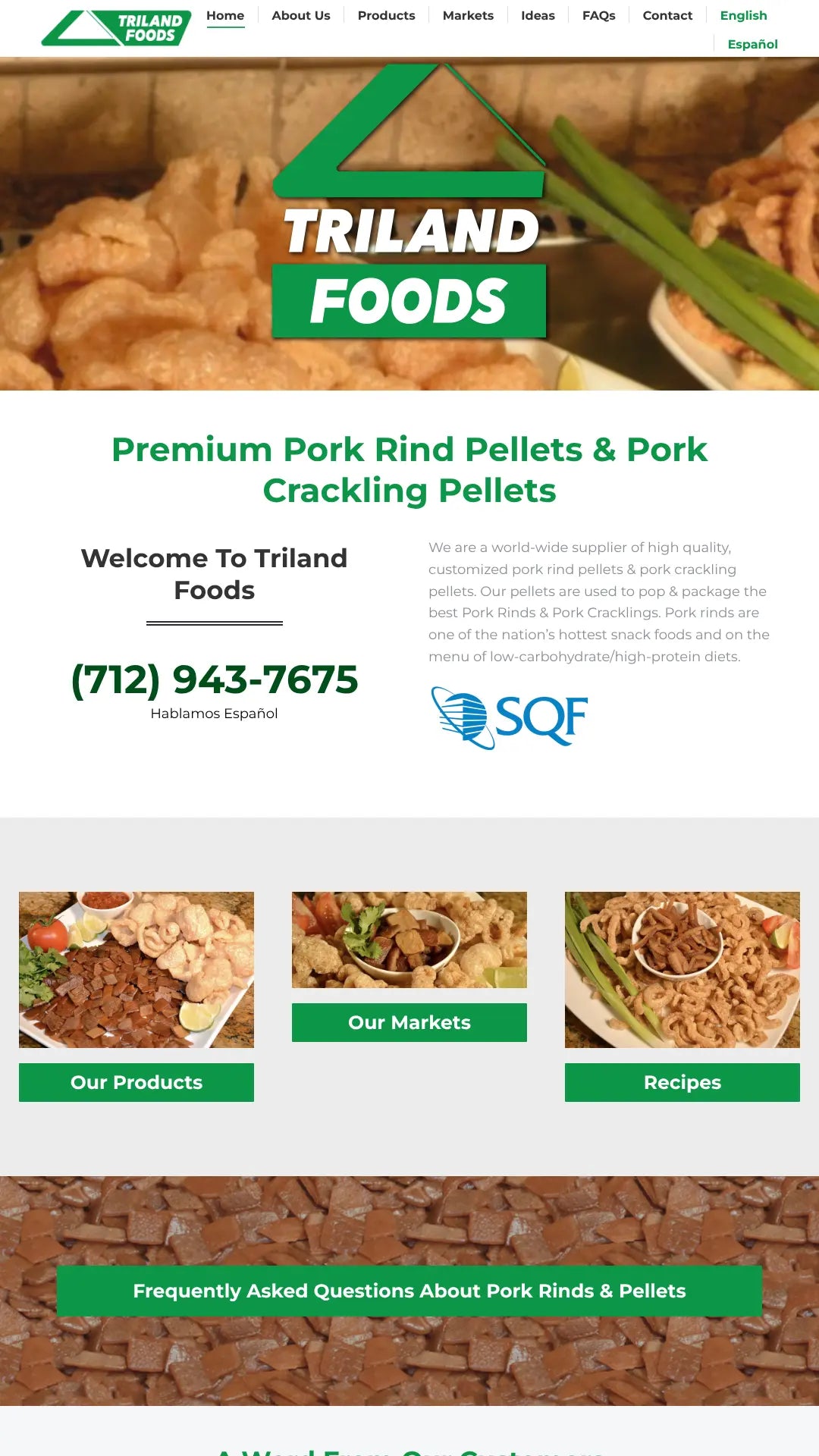 Screenshot: the Triland Foods Inc website.