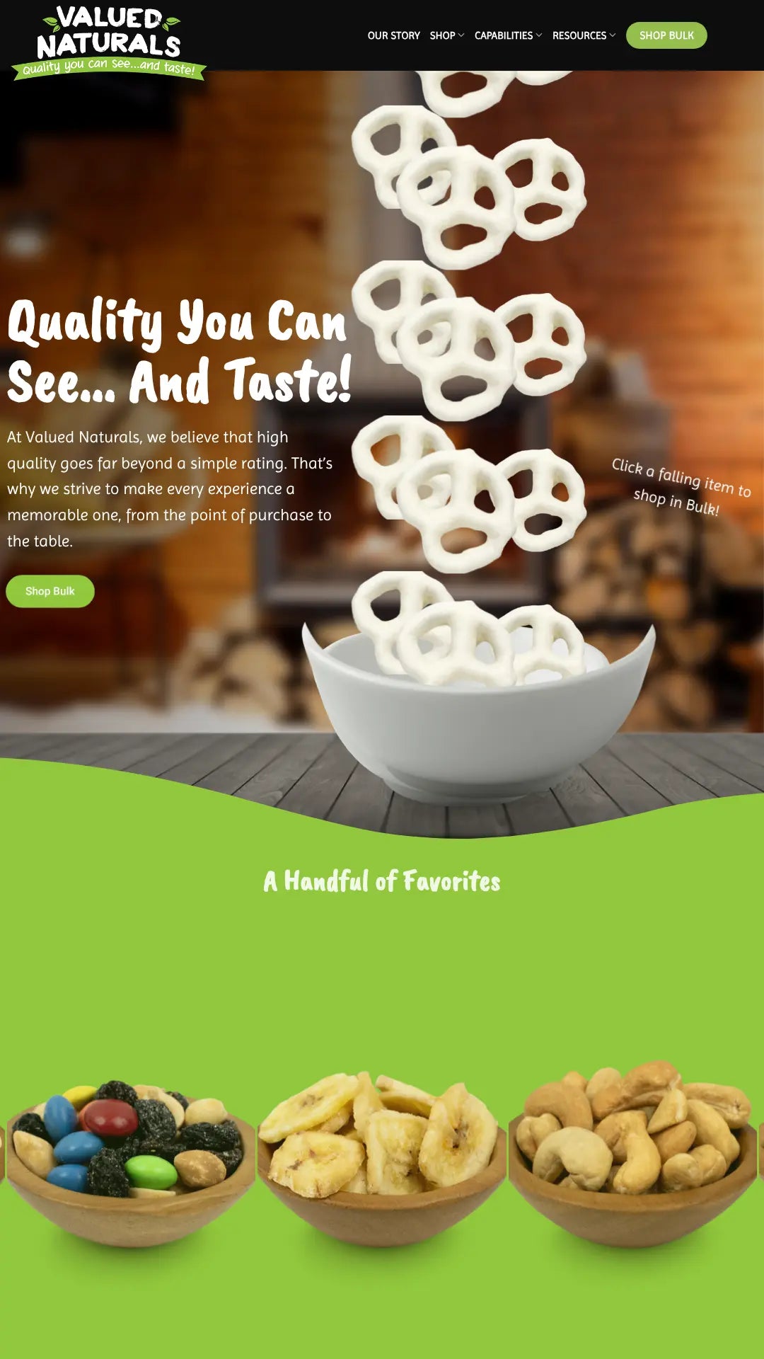Screenshot: the Valued Naturals website.