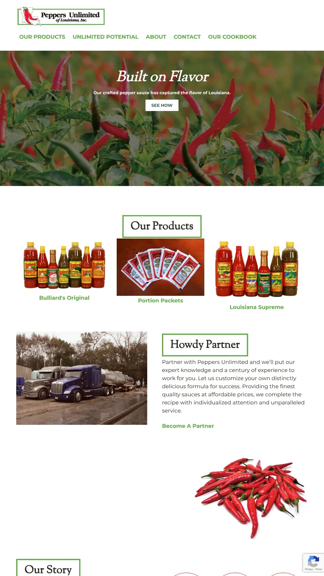 Screenshot: the Peppers Unlimited of Louisiana website.