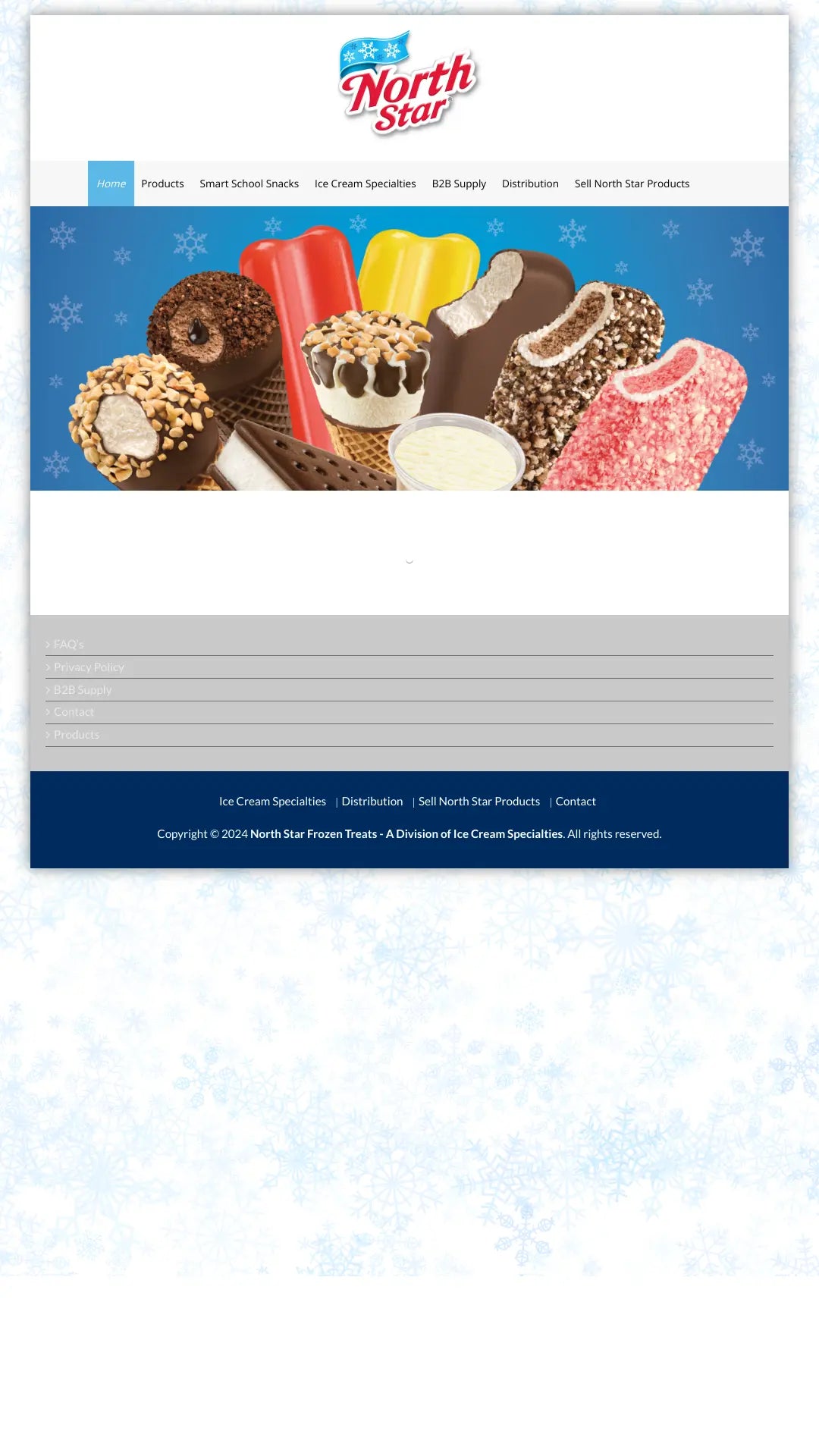 Screenshot: the Ice Cream Specialties website.