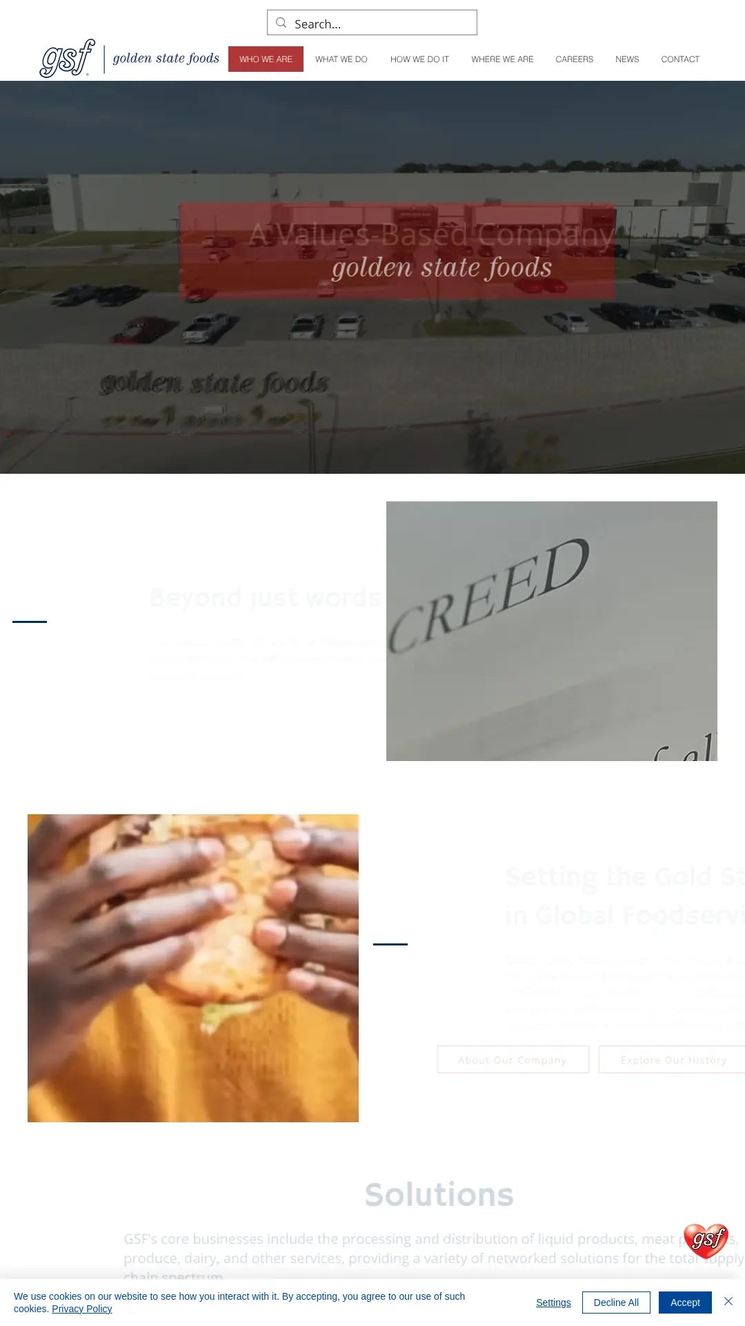 Screenshot: the Golden State Foods website.