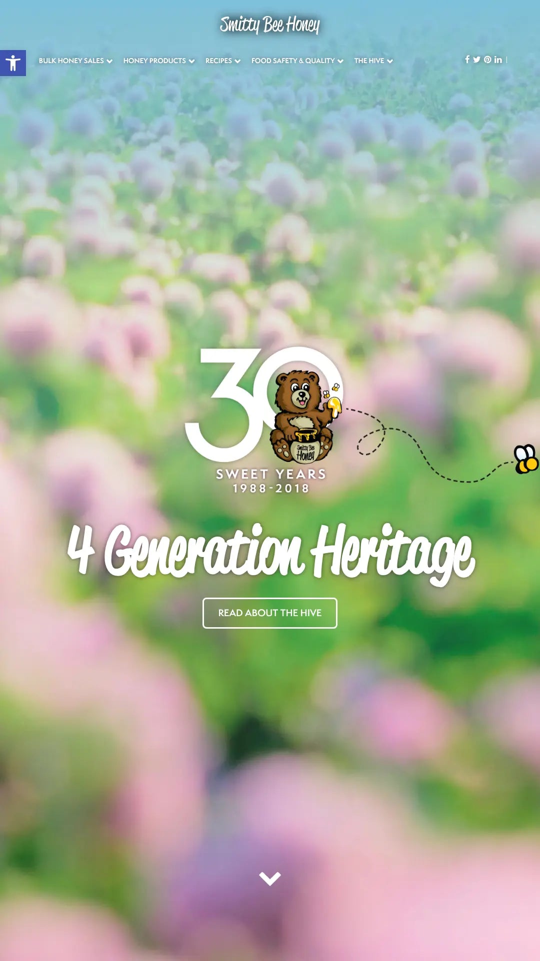Screenshot: the Smitty Bee Honey website.
