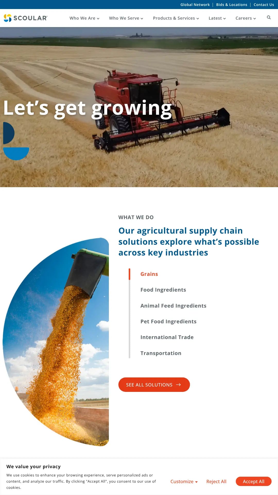 Screenshot: the Scoular website.