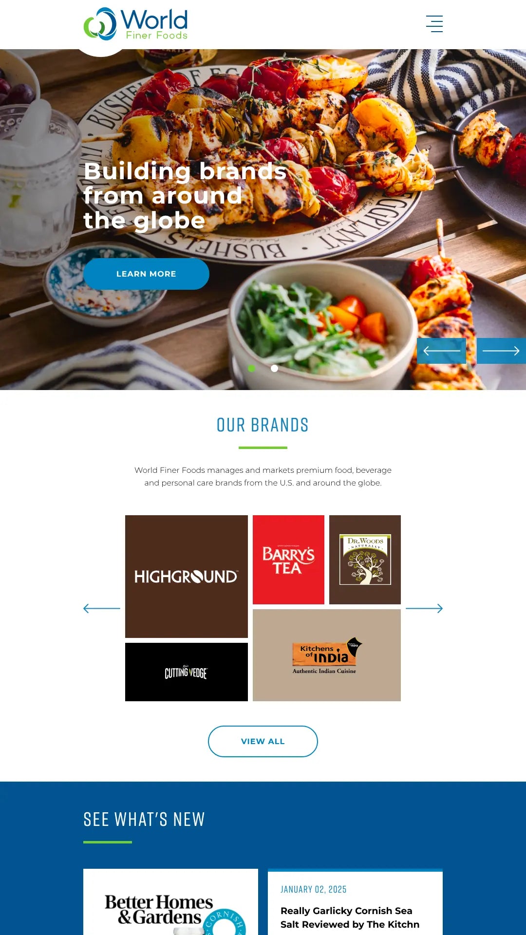 Screenshot: the World Finer Foods website.