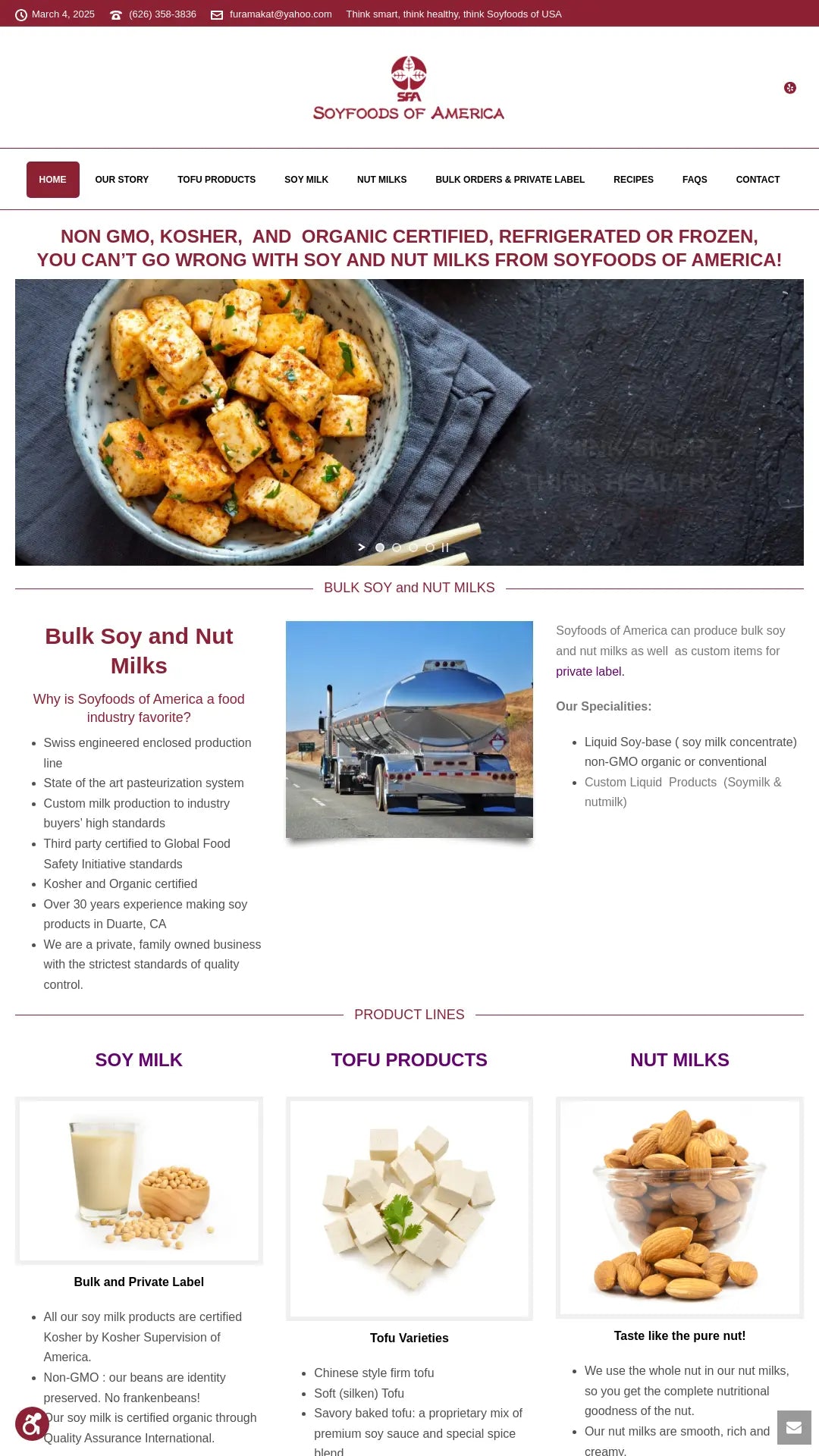 Screenshot: the Soyfoods of America website.