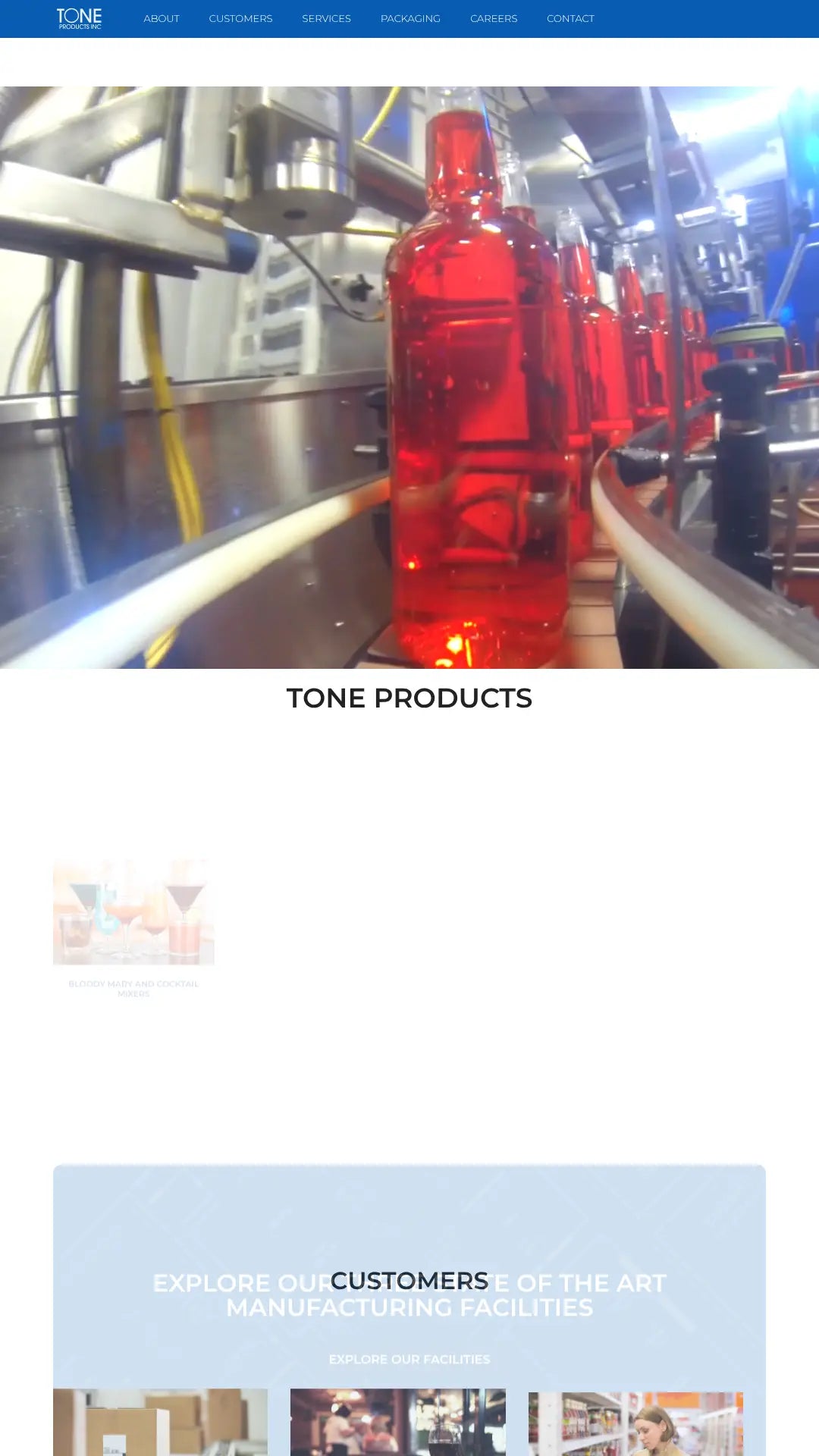 Screenshot: the Tone Products website.