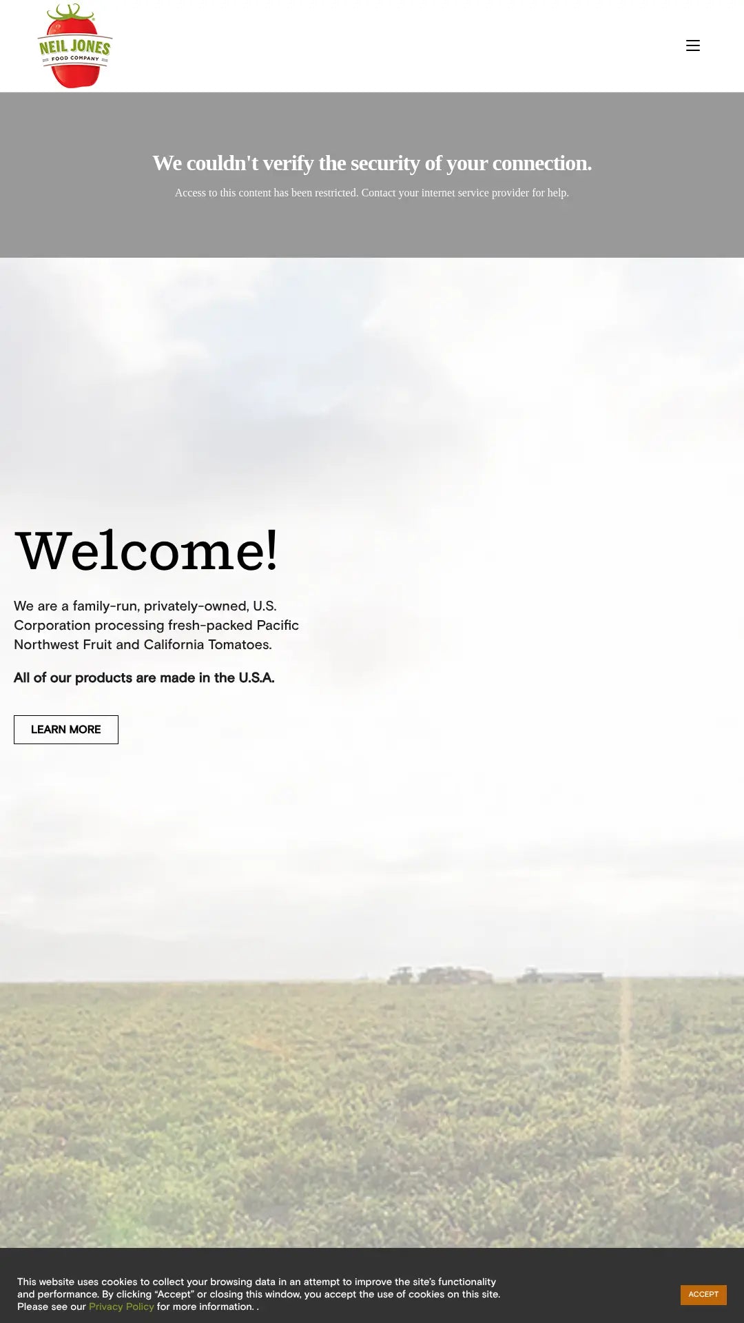 Screenshot: the The Neil Jones Food Company website.