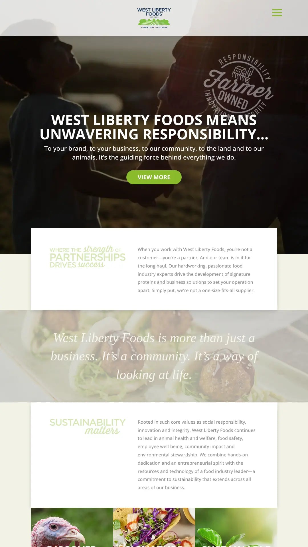 Screenshot: the West Liberty Foods website.