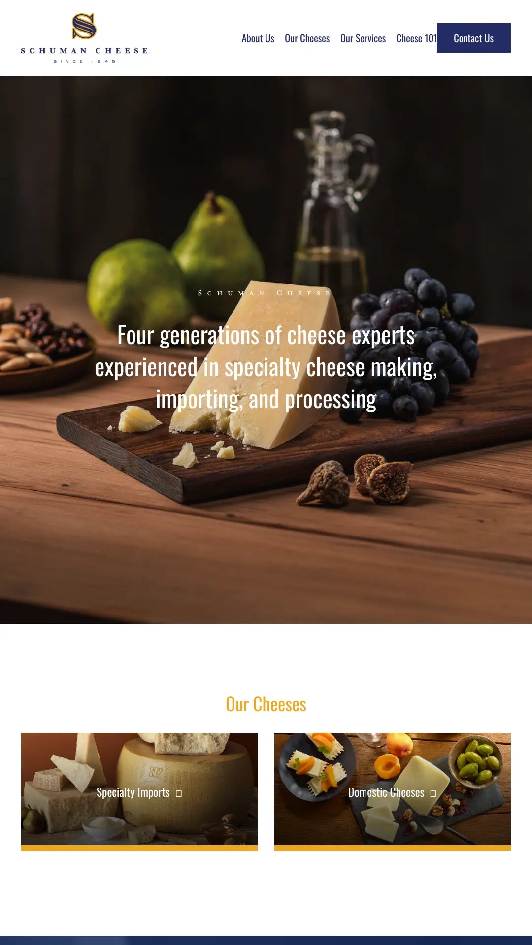 Screenshot: the Schuman Cheese website.
