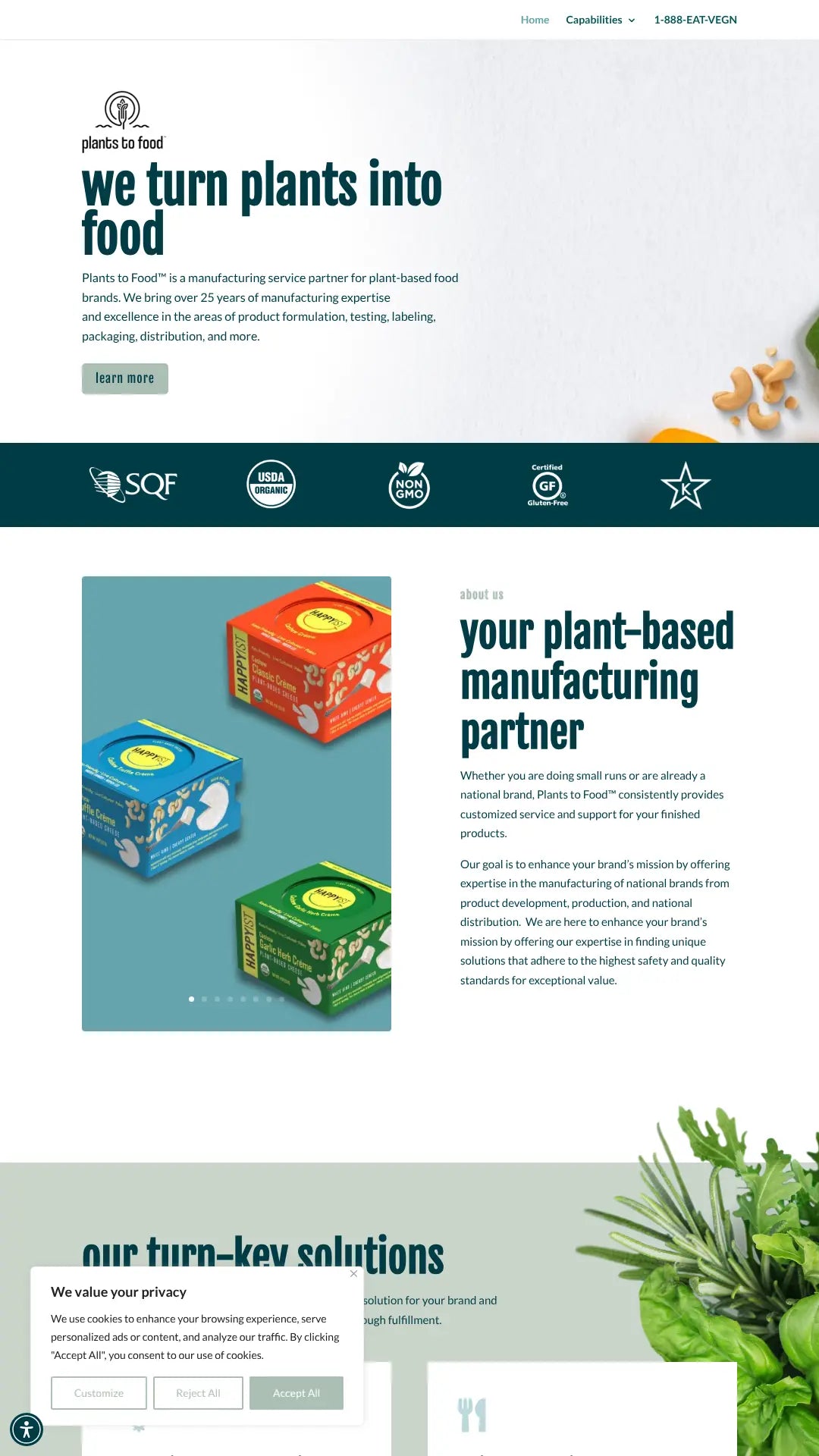 Screenshot: the Plants to Foods website.