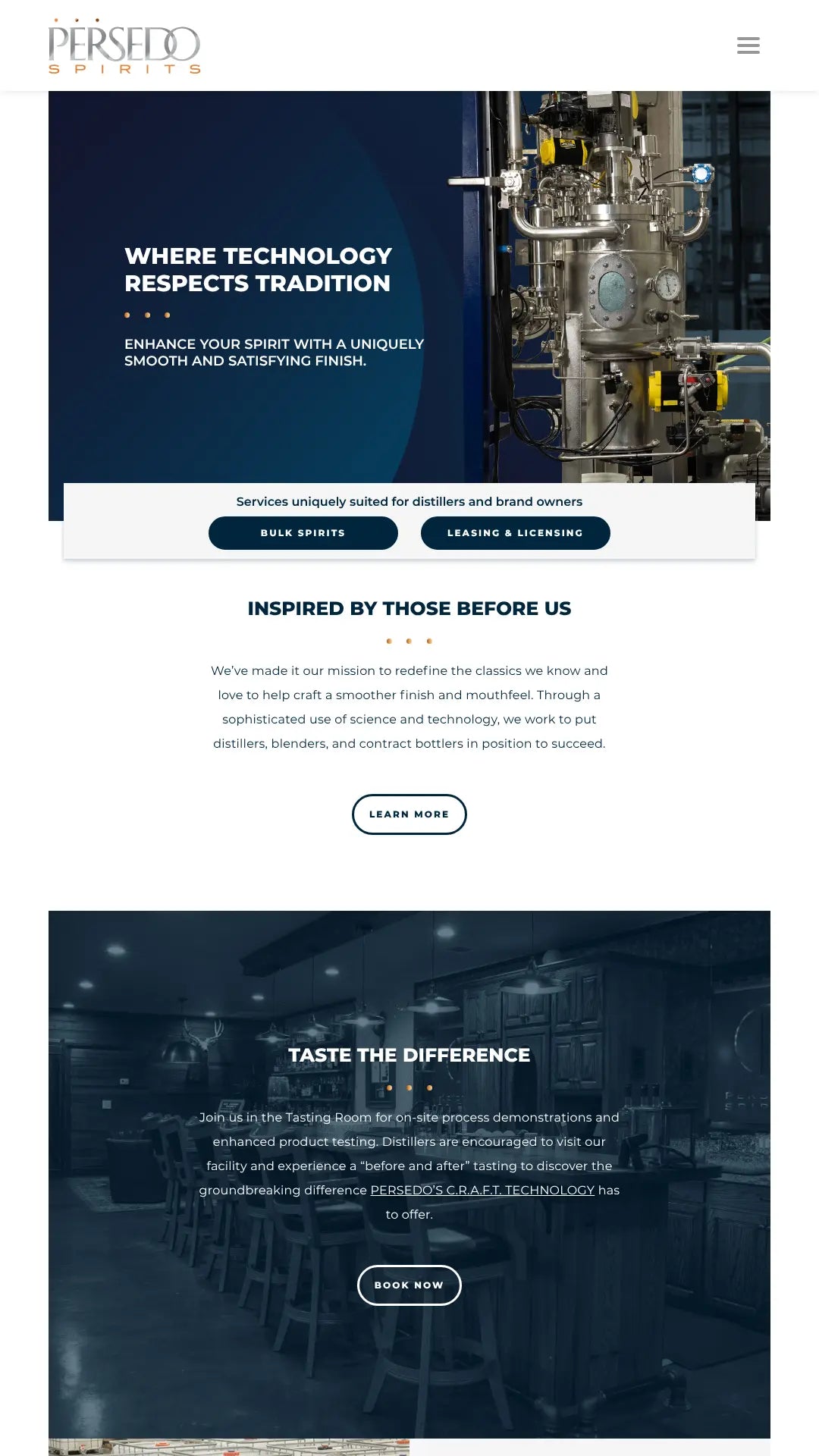 Screenshot: the Persedo website.