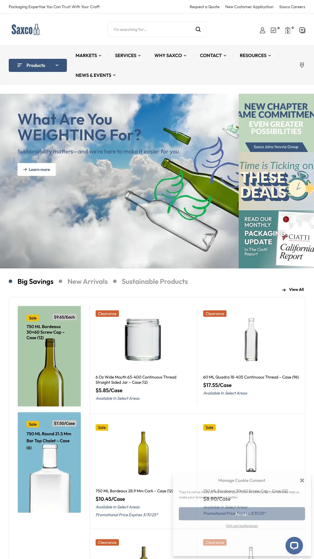 Screenshot: the Saxco International website.