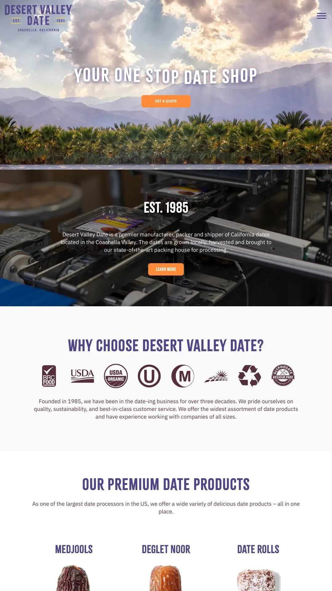 Screenshot: the Dessert Valley Date website.