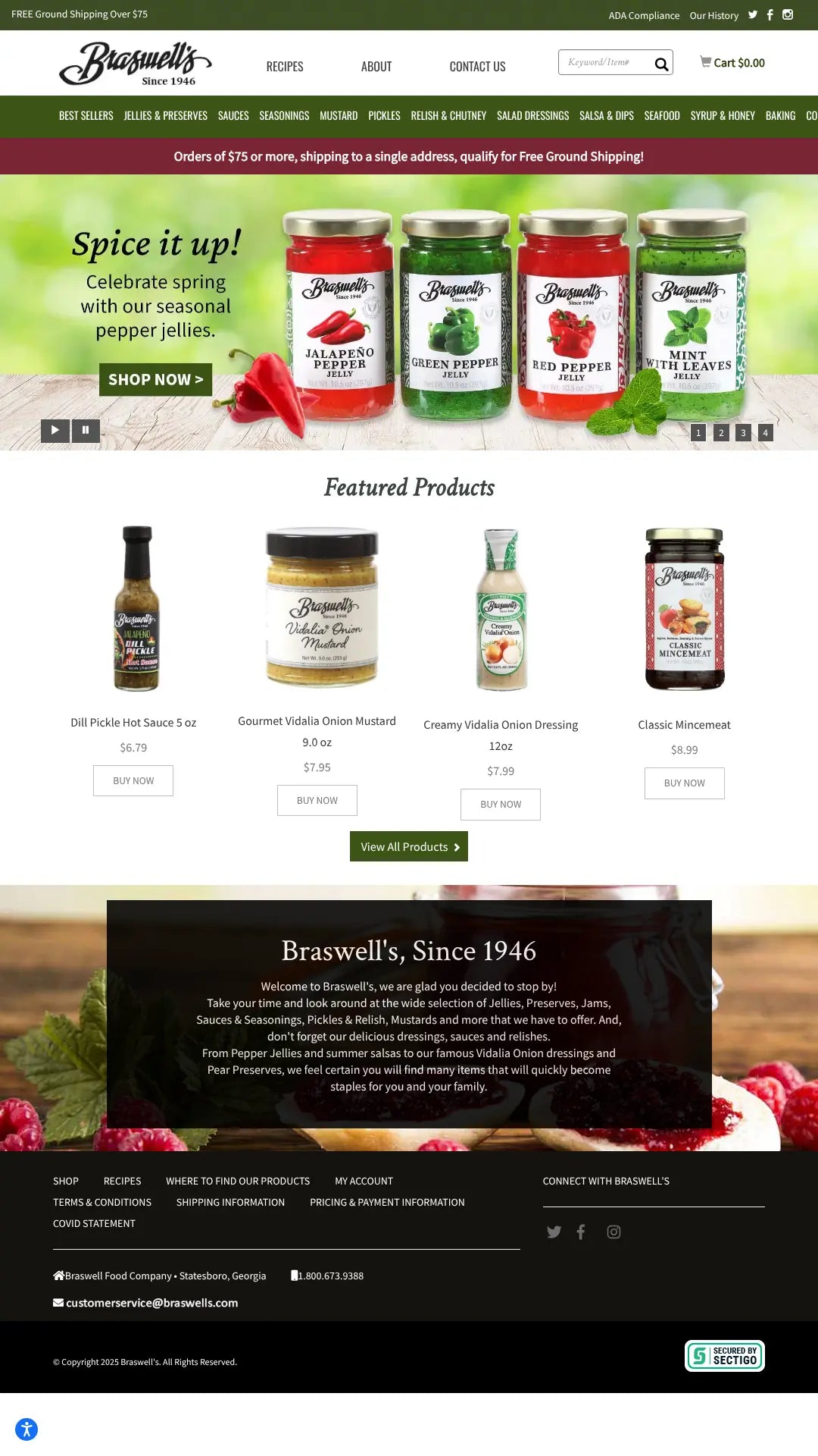 Screenshot: the Braswell's website.