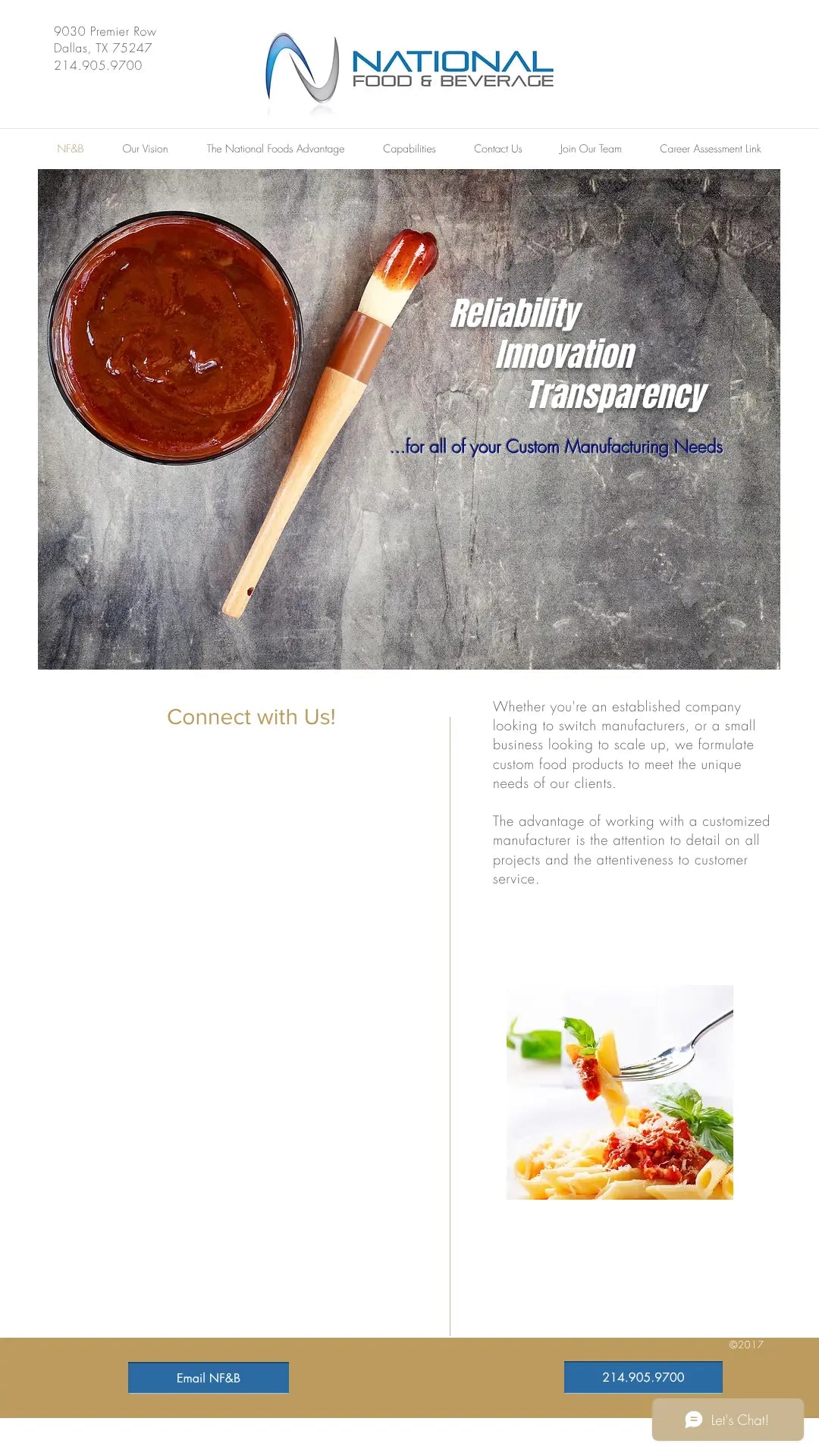 Screenshot: the National Foods website.