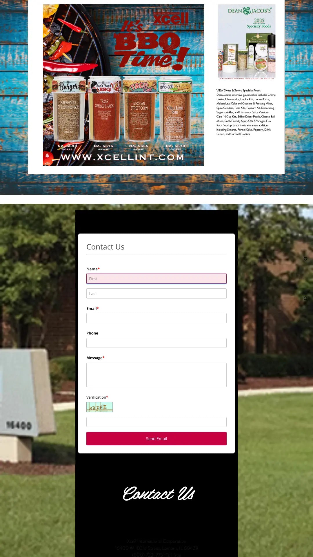 Screenshot: the Xcell Int'l. Corp website.