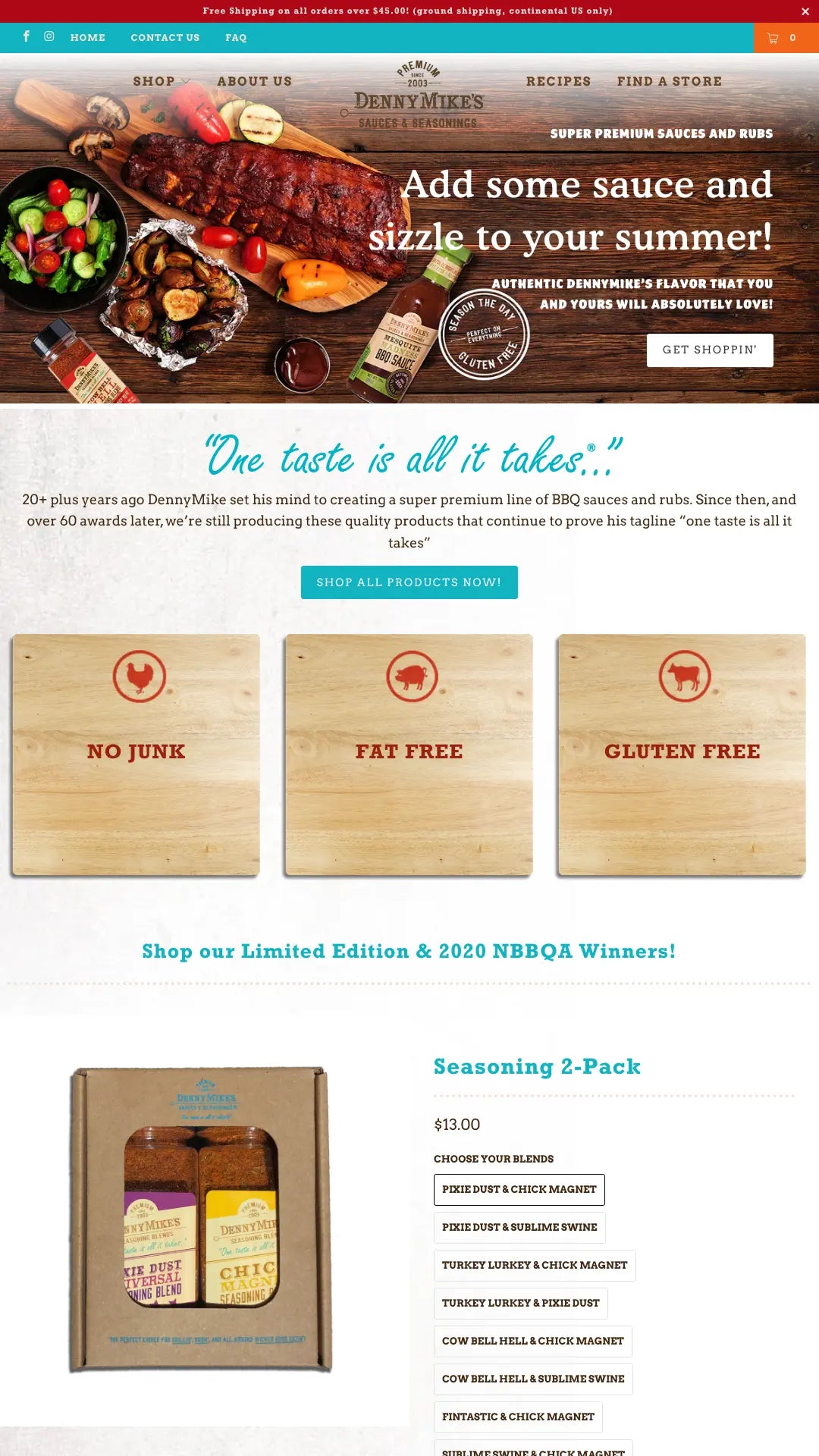 Screenshot: the Denny Mikes website.