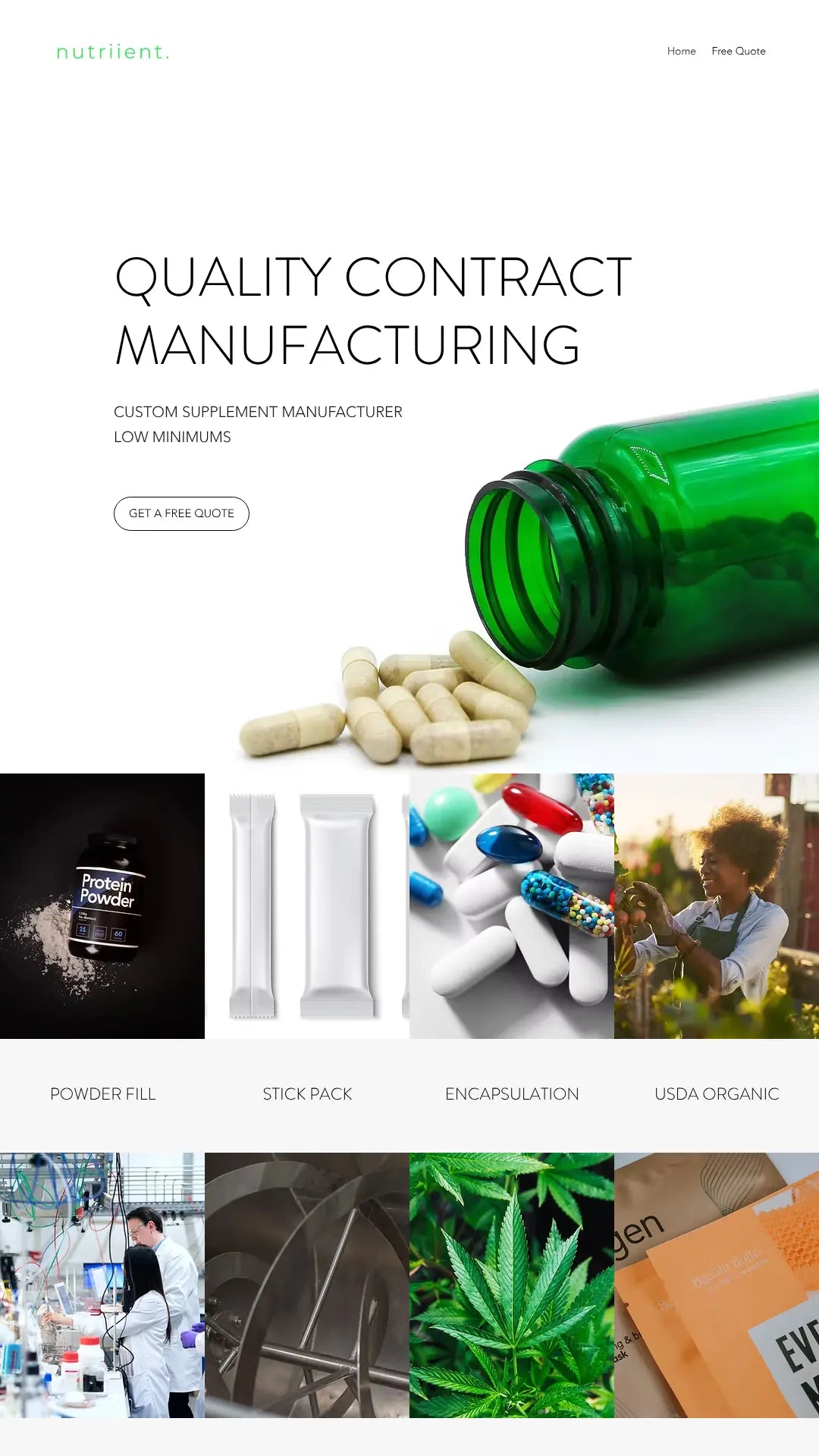 Screenshot: the Nutriient website.